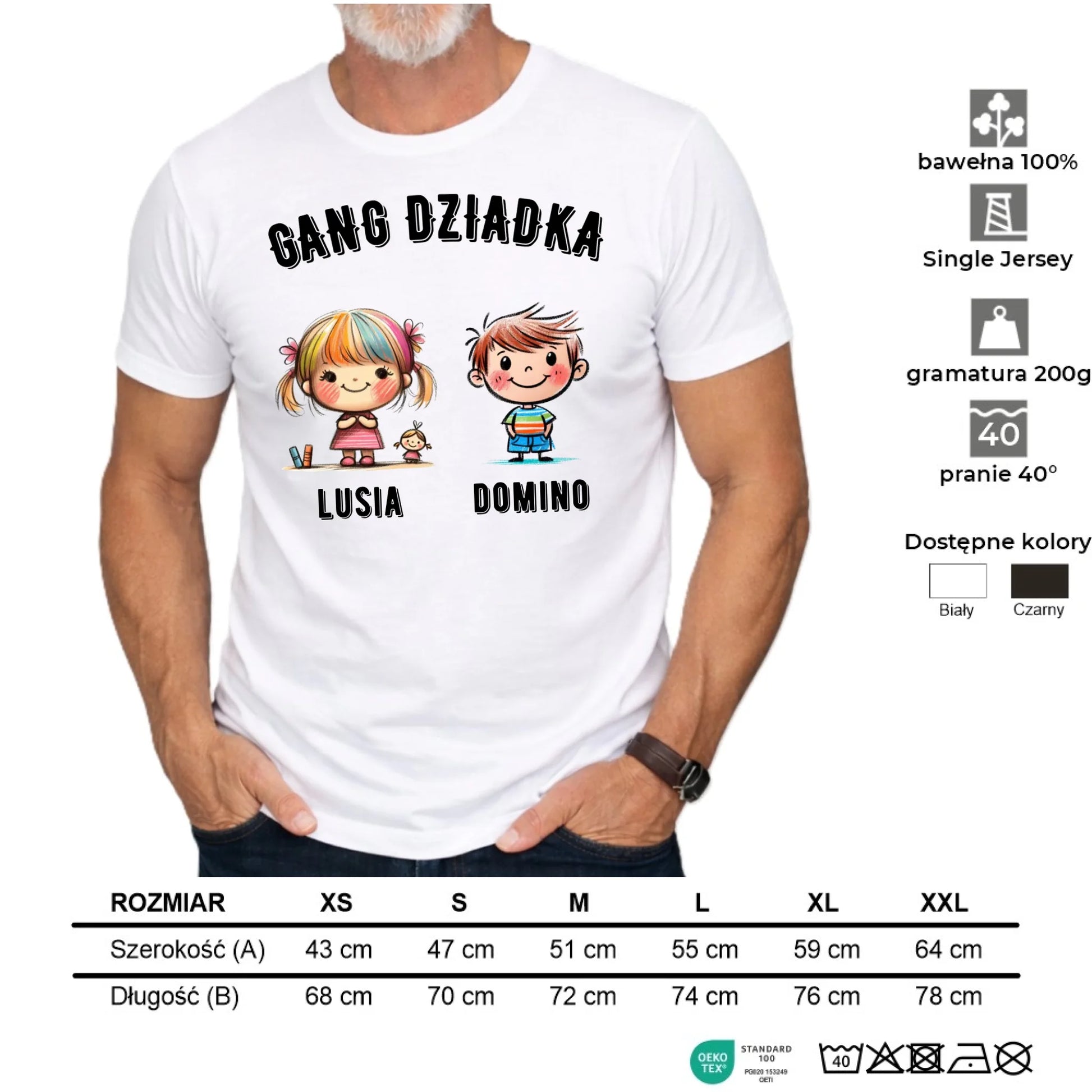 Koszulka dla dziadka - Gang Dziadka imiona wnuków 2-6 - personalizowana D18 - StoryCups.pl