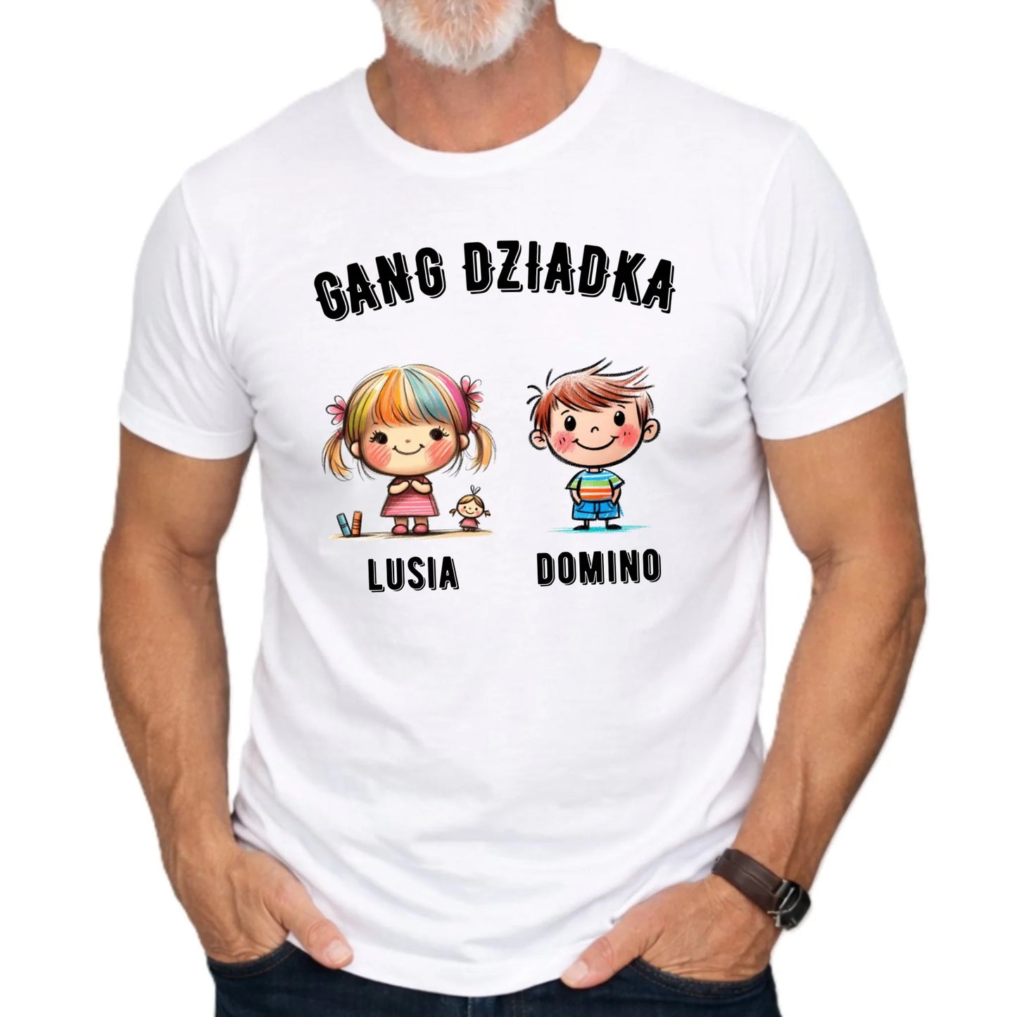 Koszulka dla dziadka - Gang Dziadka imiona wnuków 2-6 - personalizowana D18 - StoryCups.pl