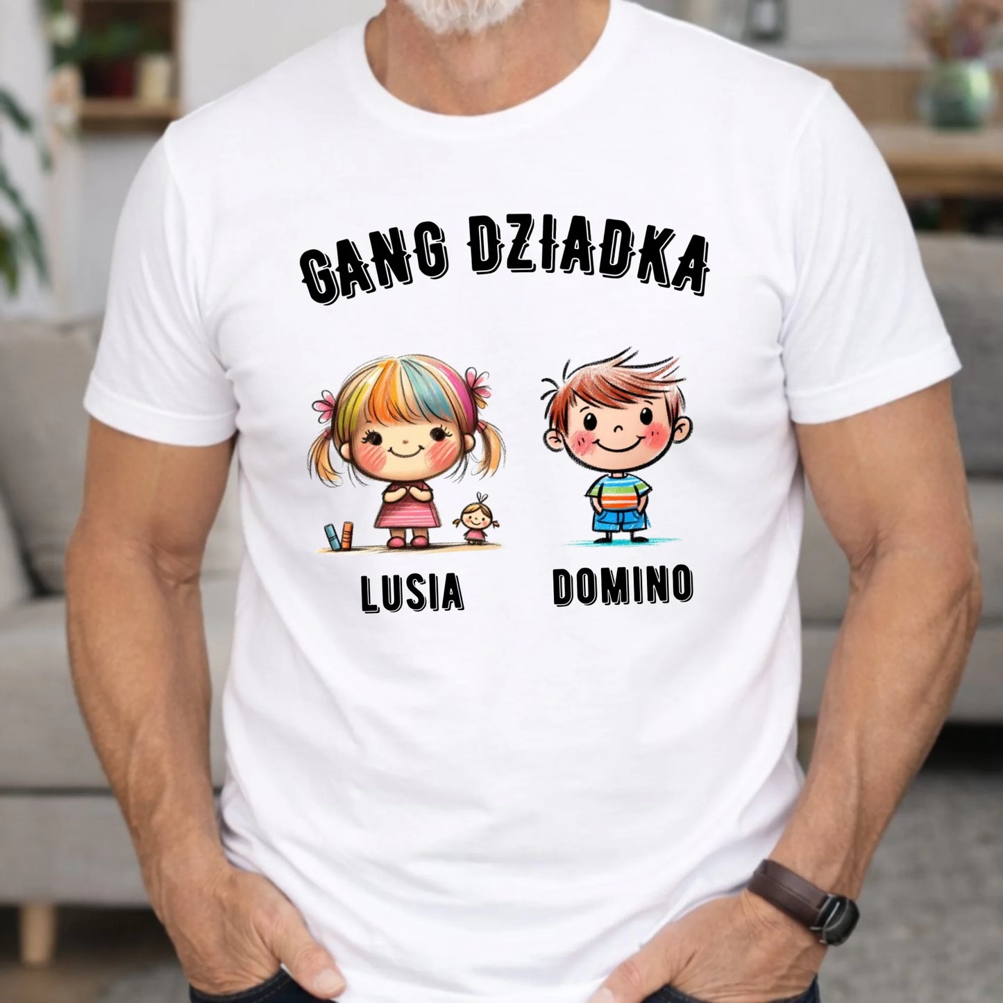 Koszulka dla dziadka - Gang Dziadka imiona wnuków 2-6 - personalizowana D18 - StoryCups.pl