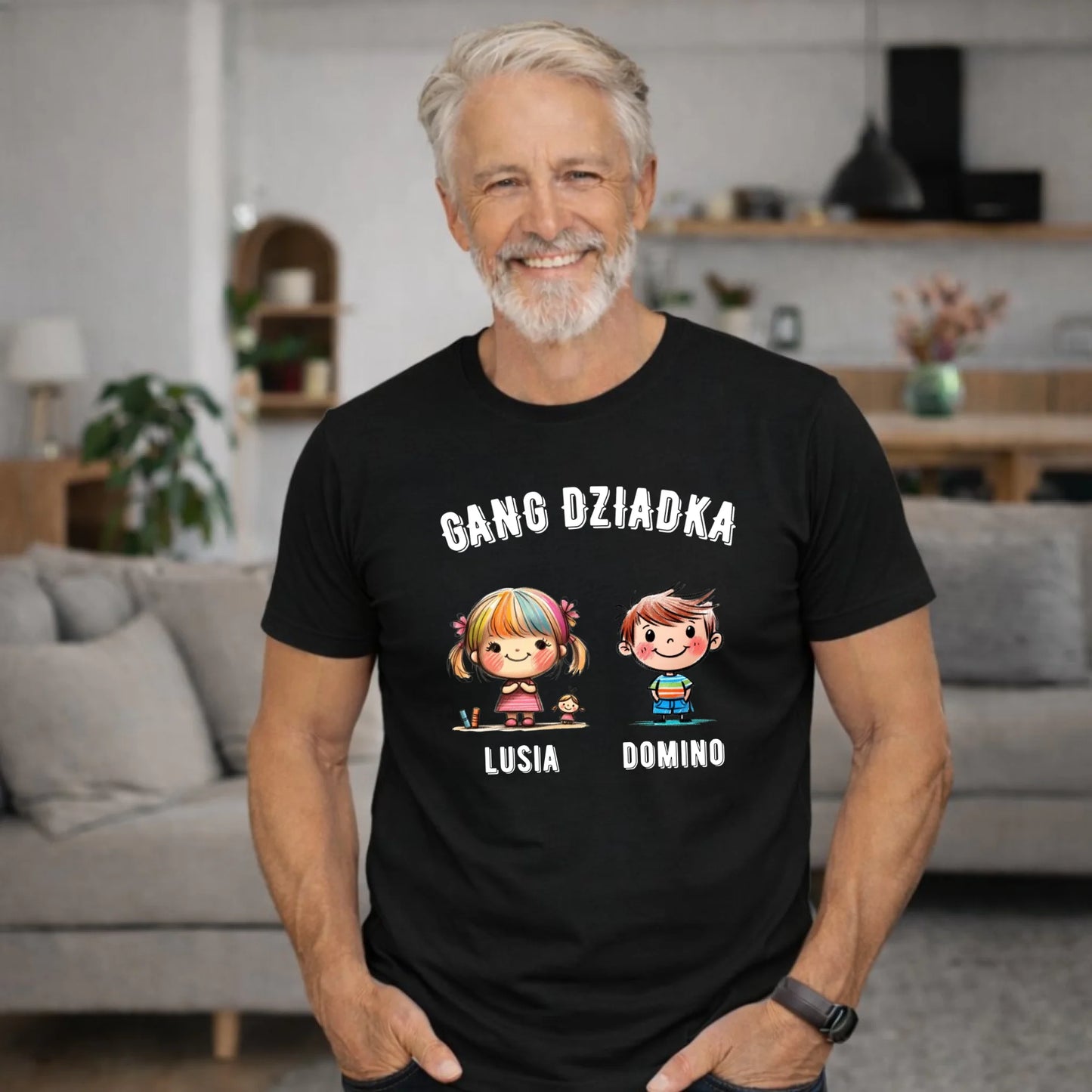 Koszulka dla dziadka - Gang Dziadka imiona wnuków 2-6 - personalizowana D18 - StoryCups.pl