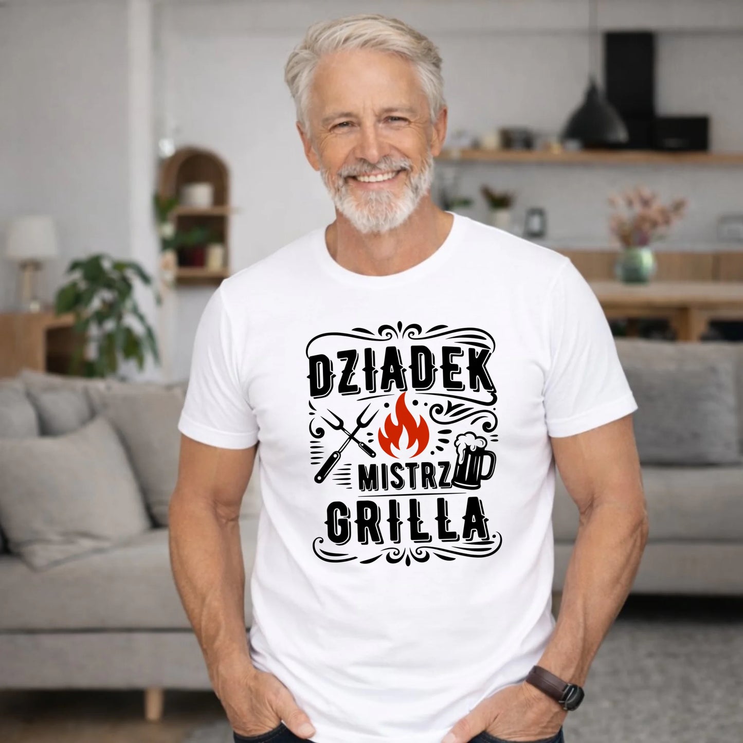 Koszulka dla dziadka - Dziadek mistrz grilla D33 - StoryCups.pl