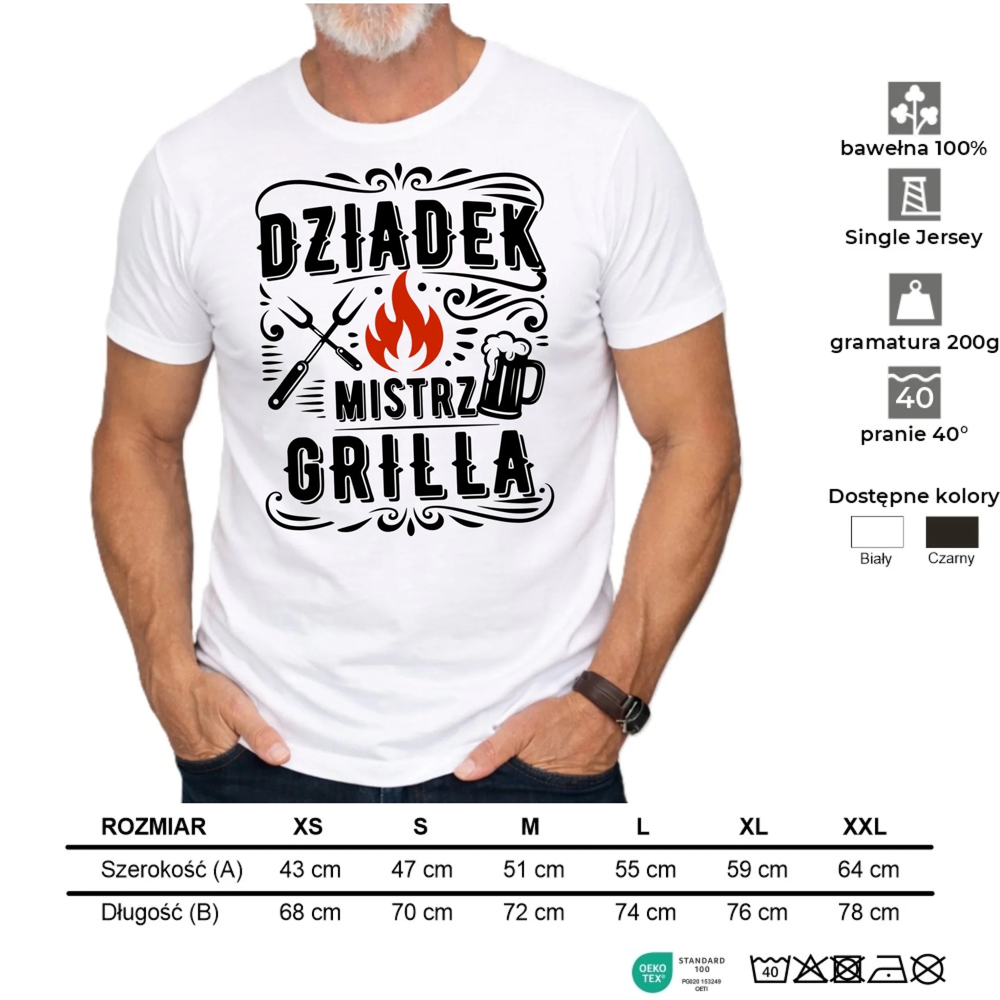 Koszulka dla dziadka - Dziadek mistrz grilla D33 - StoryCups.pl