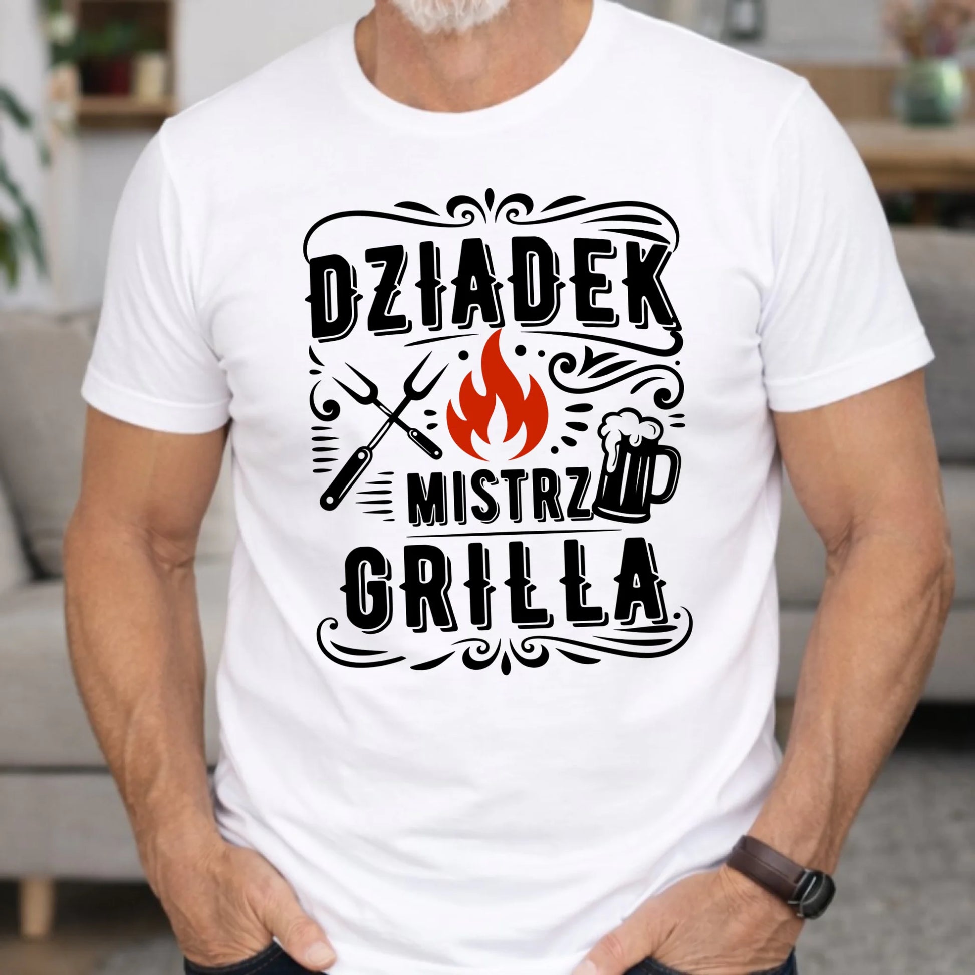 Koszulka dla dziadka - Dziadek mistrz grilla D33 - StoryCups.pl