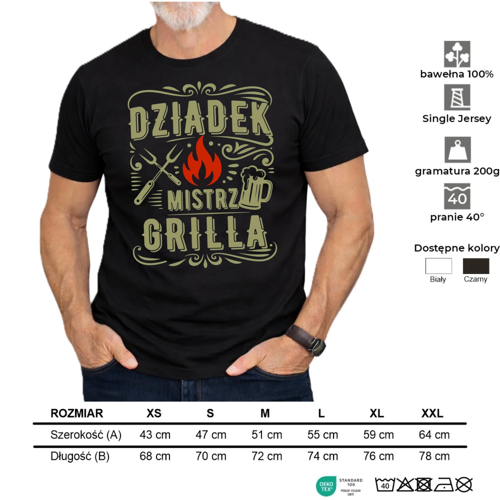 Koszulka dla dziadka - Dziadek mistrz grilla D33 - StoryCups.pl