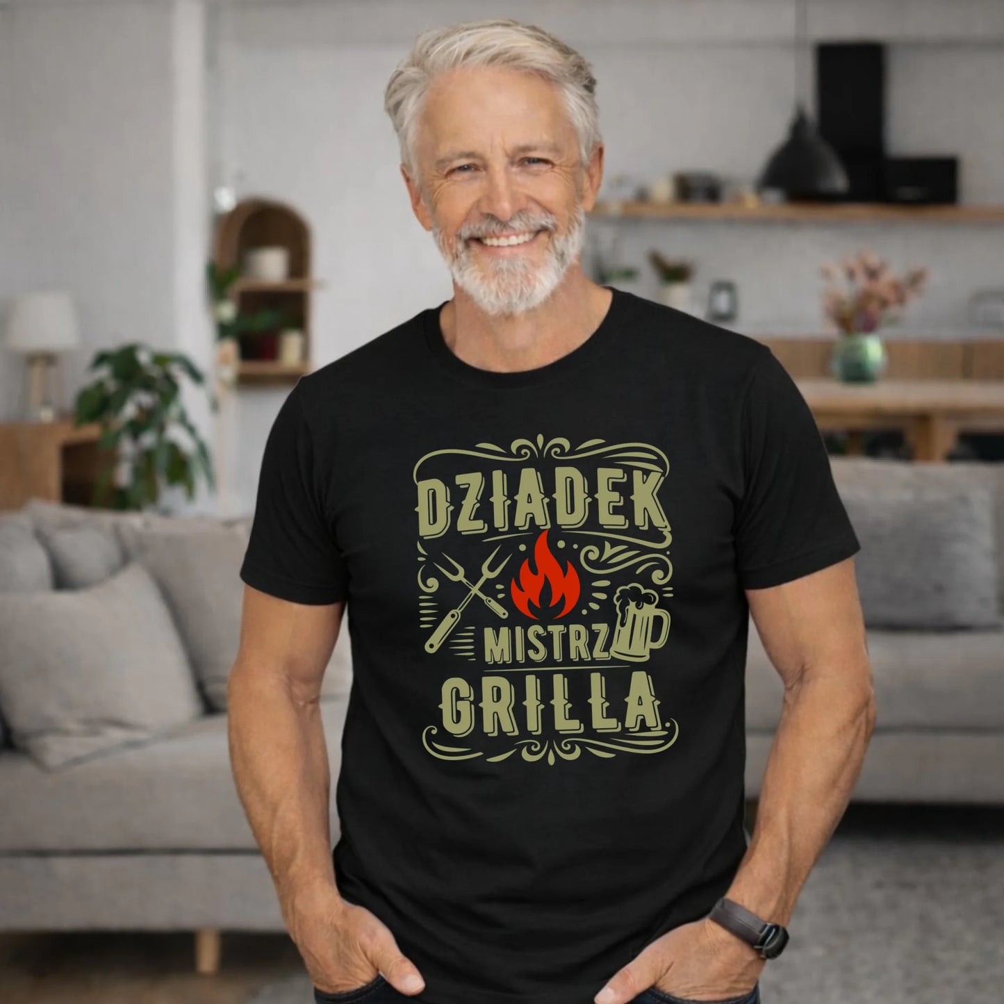 Koszulka dla dziadka - Dziadek mistrz grilla D33 - StoryCups.pl