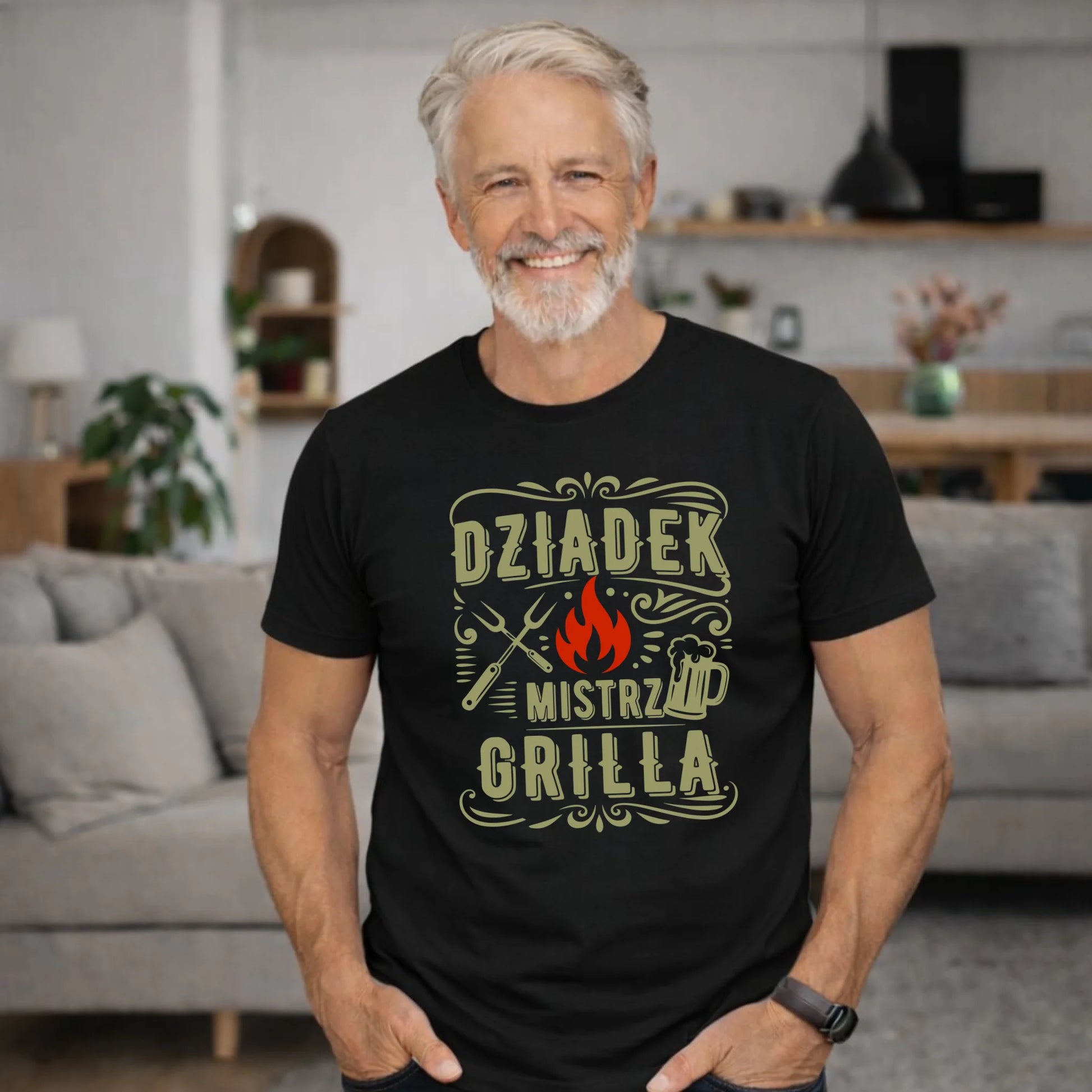 Koszulka dla dziadka - Dziadek mistrz grilla D33 - StoryCups.pl