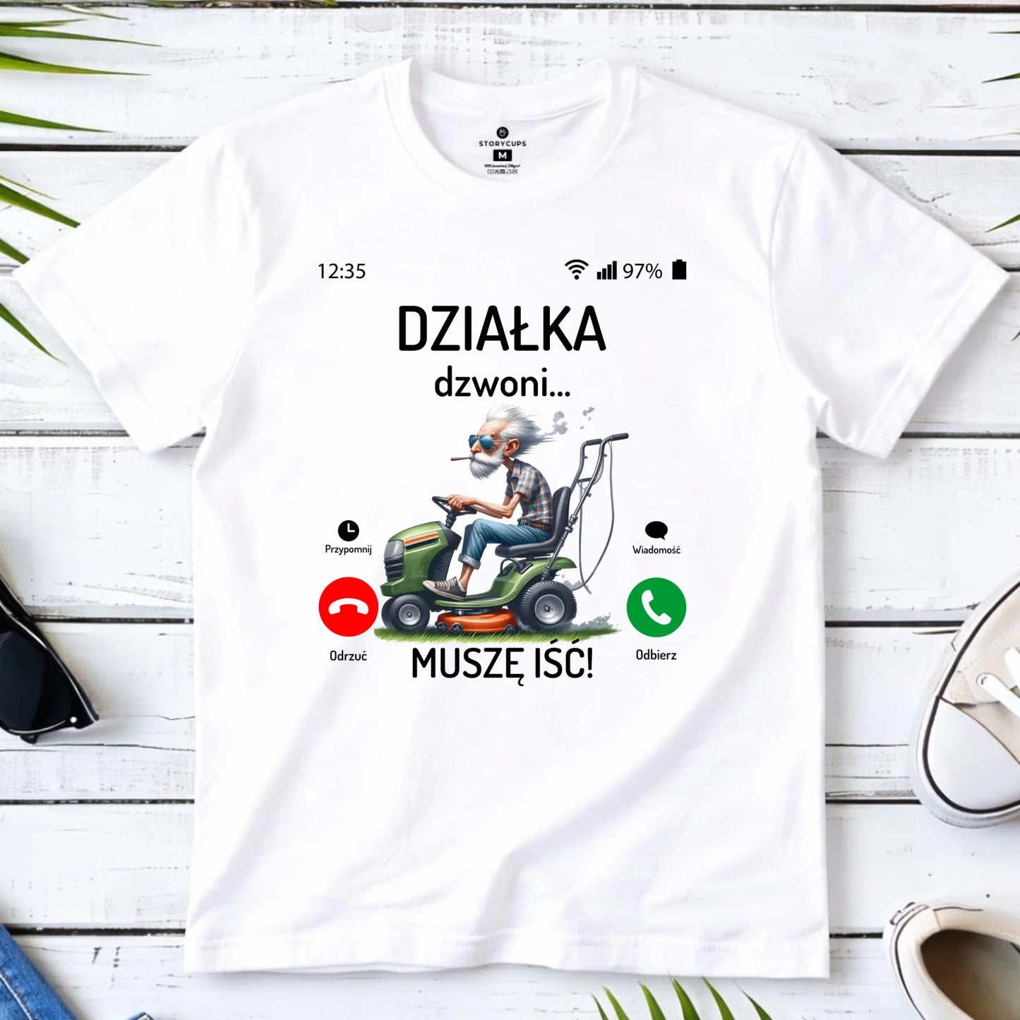 Koszulka dla dziadka - Działka dzwoni muszę iść D35 - StoryCups.pl