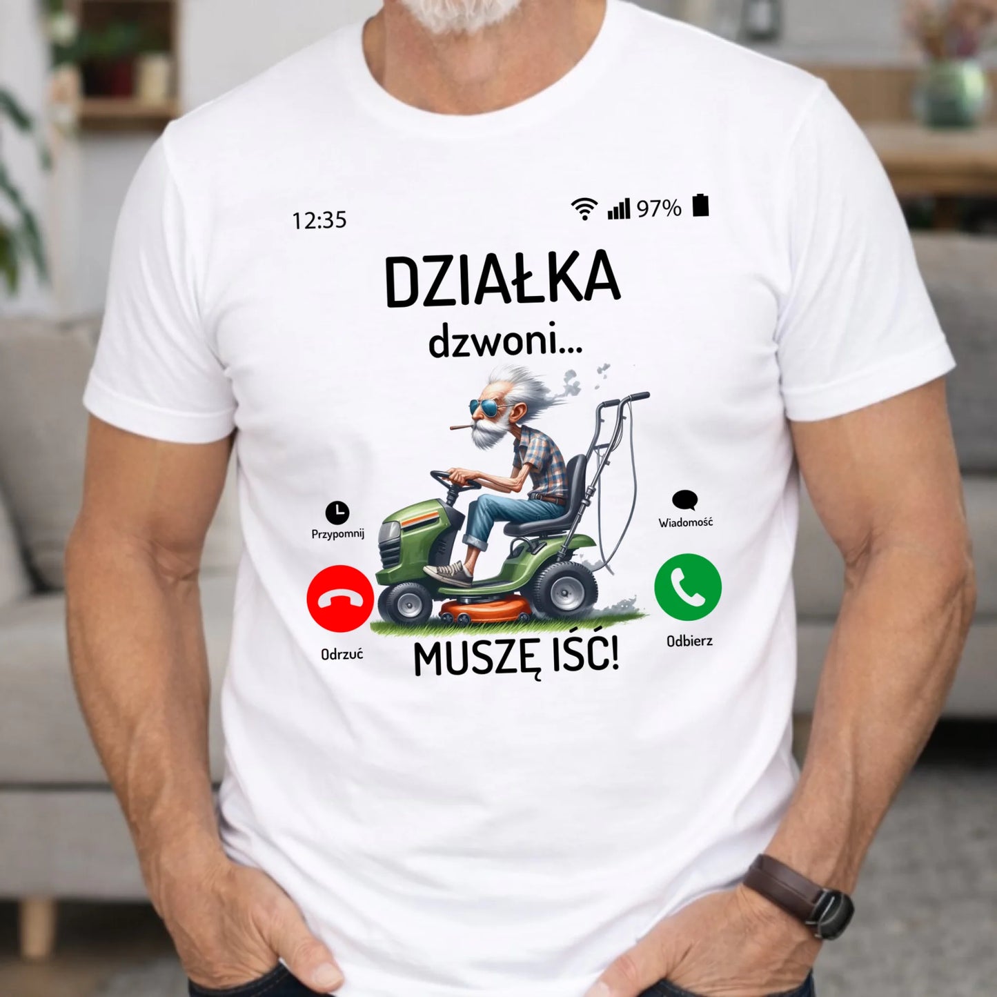 Koszulka dla dziadka - Działka dzwoni muszę iść D35 - StoryCups.pl