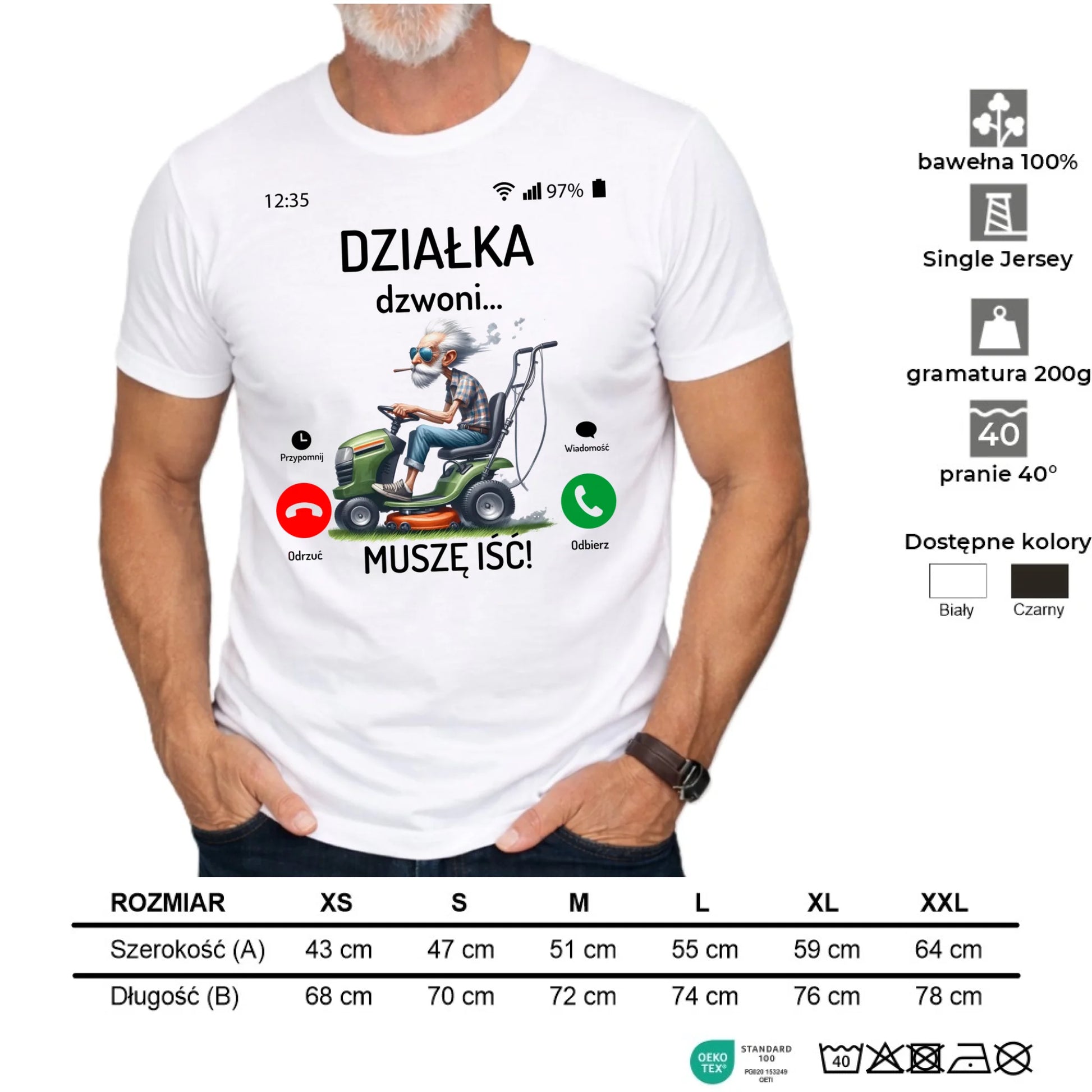 Koszulka dla dziadka - Działka dzwoni muszę iść D35 - StoryCups.pl