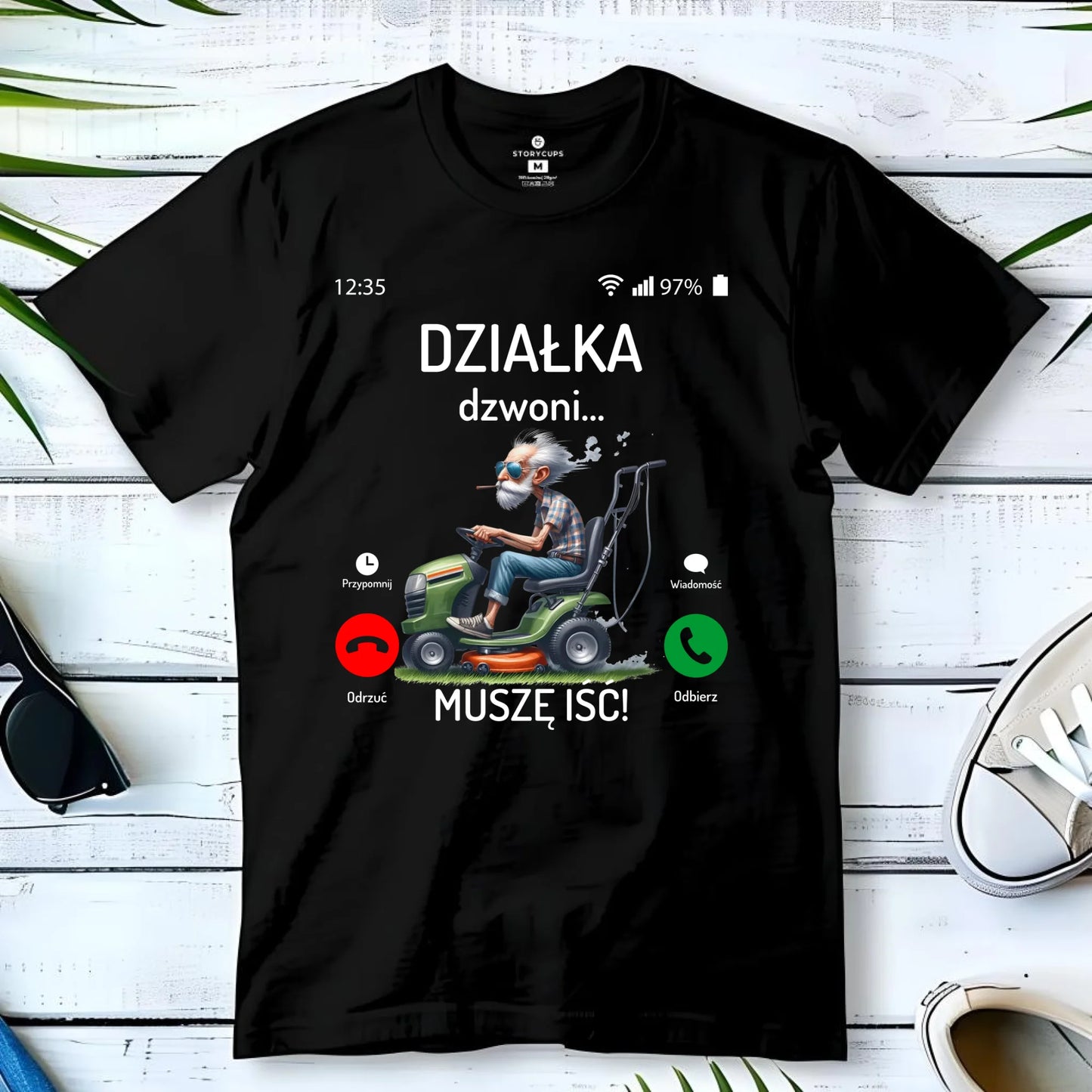 Koszulka dla dziadka - Działka dzwoni muszę iść D35 - StoryCups.pl