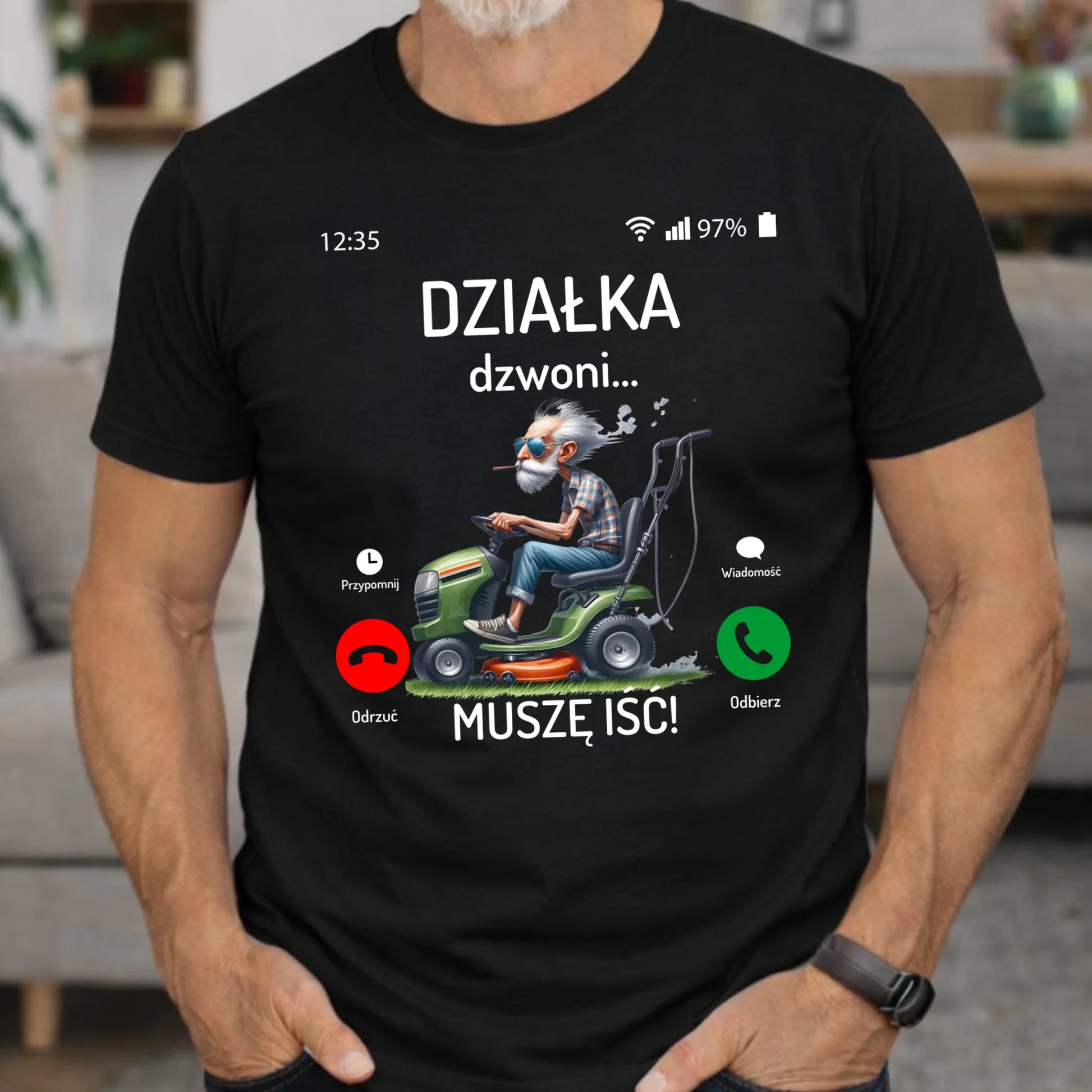 Koszulka dla dziadka - Działka dzwoni muszę iść D35 - StoryCups.pl