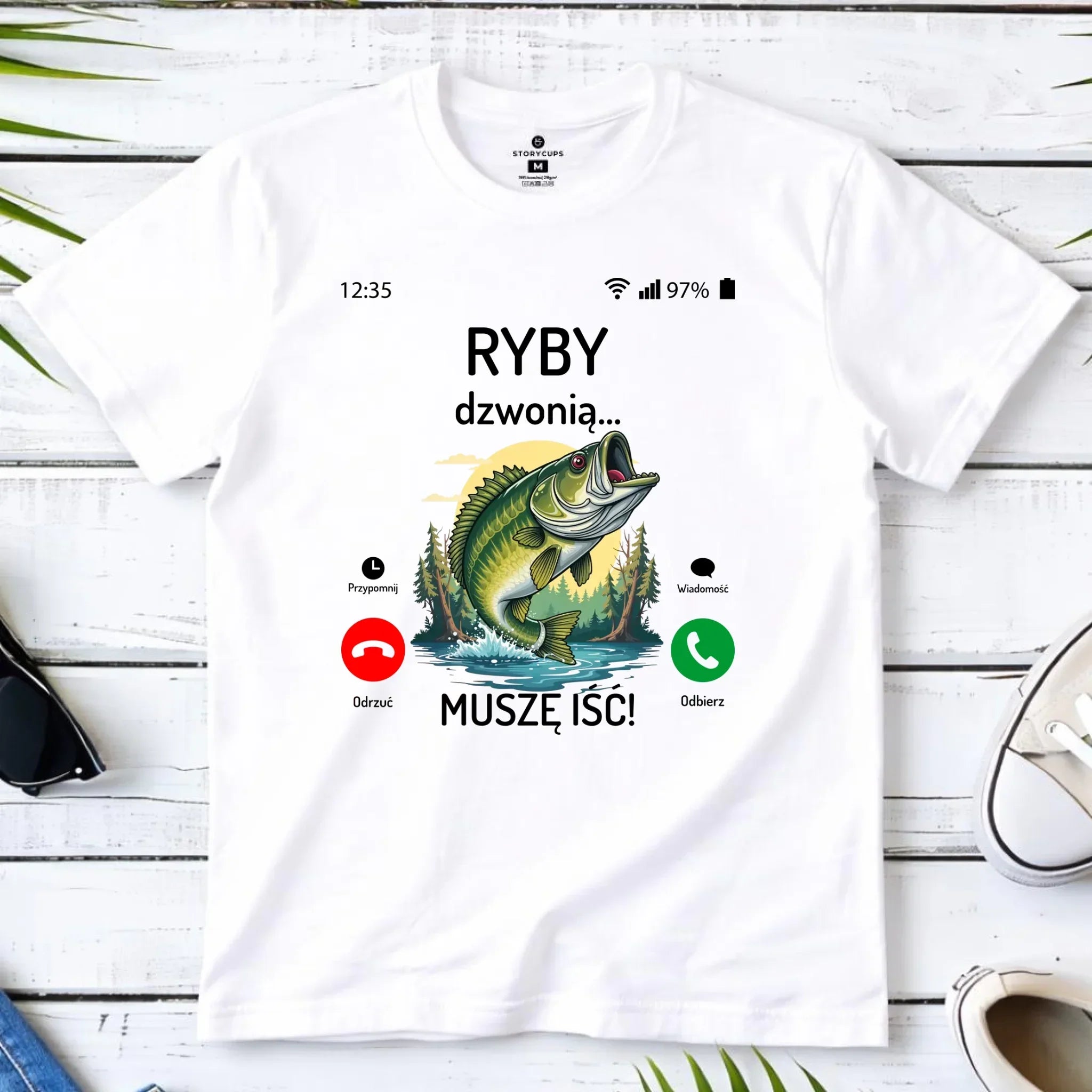 Koszulka dla dziadka wędkarza - Ryby dzwonią muszę iść D37 - StoryCups.pl