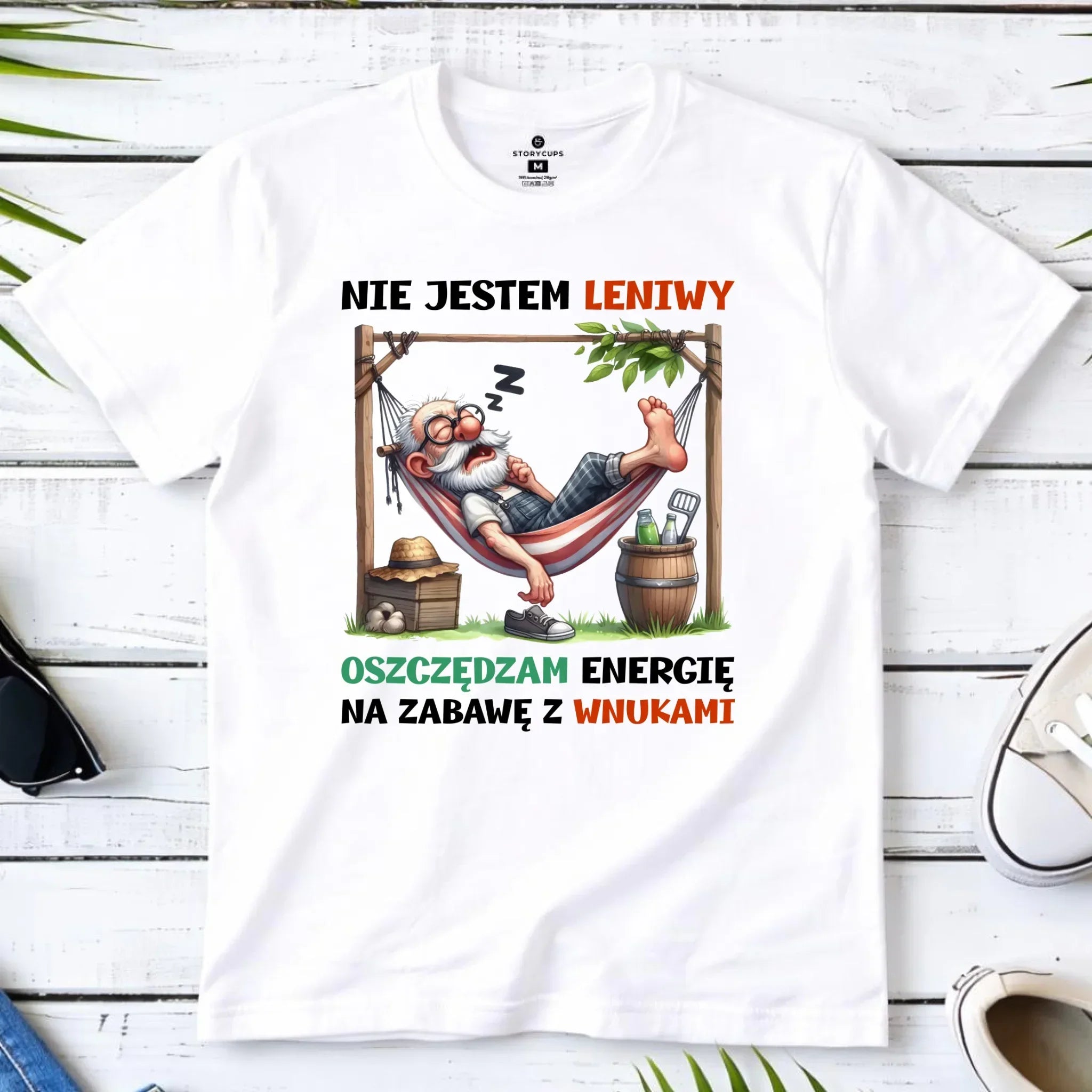 Koszulka dla dziadka - Nie jestem leniwy oszczędzam energię D39 - StoryCups.pl