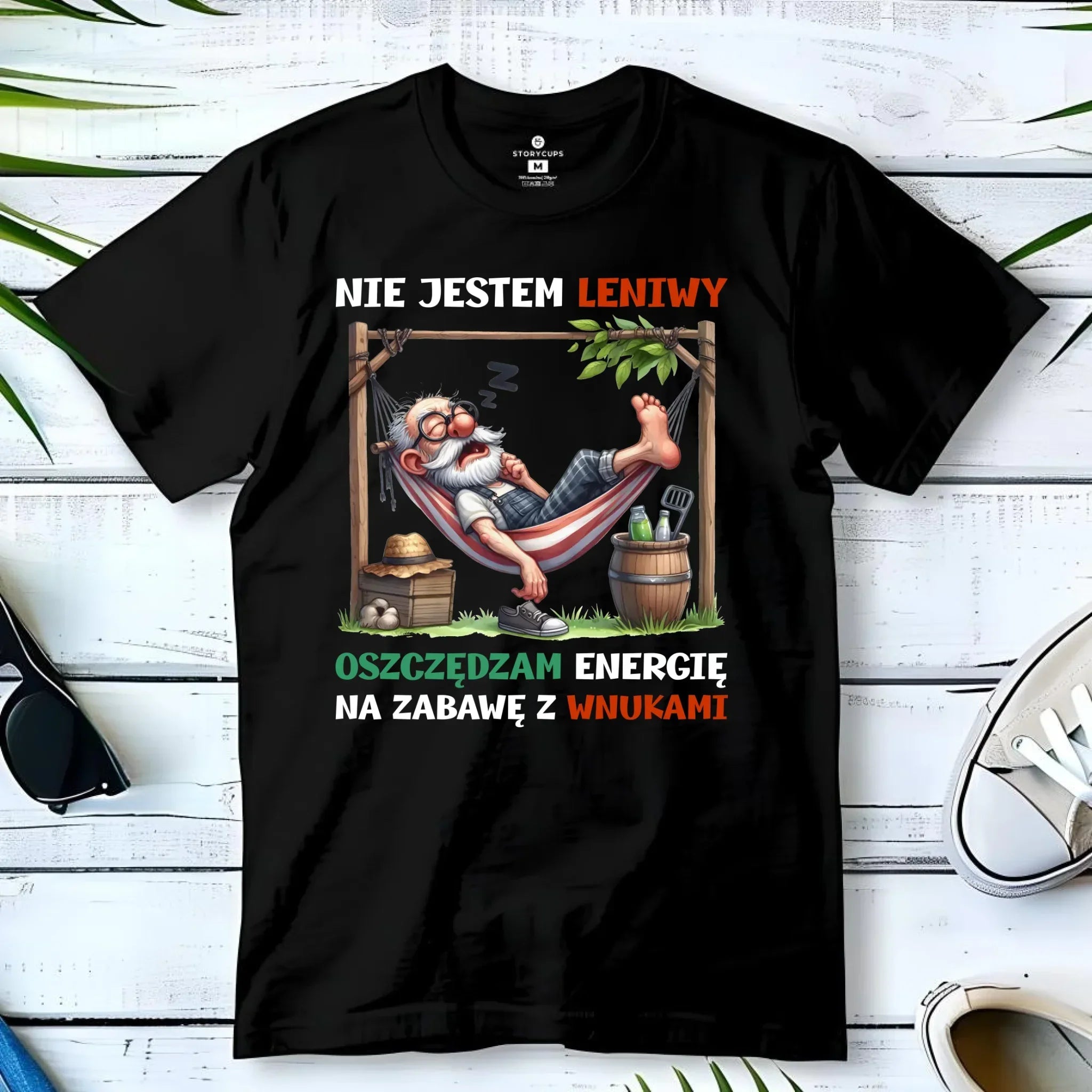 Koszulka dla dziadka - Nie jestem leniwy oszczędzam energię D39 - StoryCups.pl