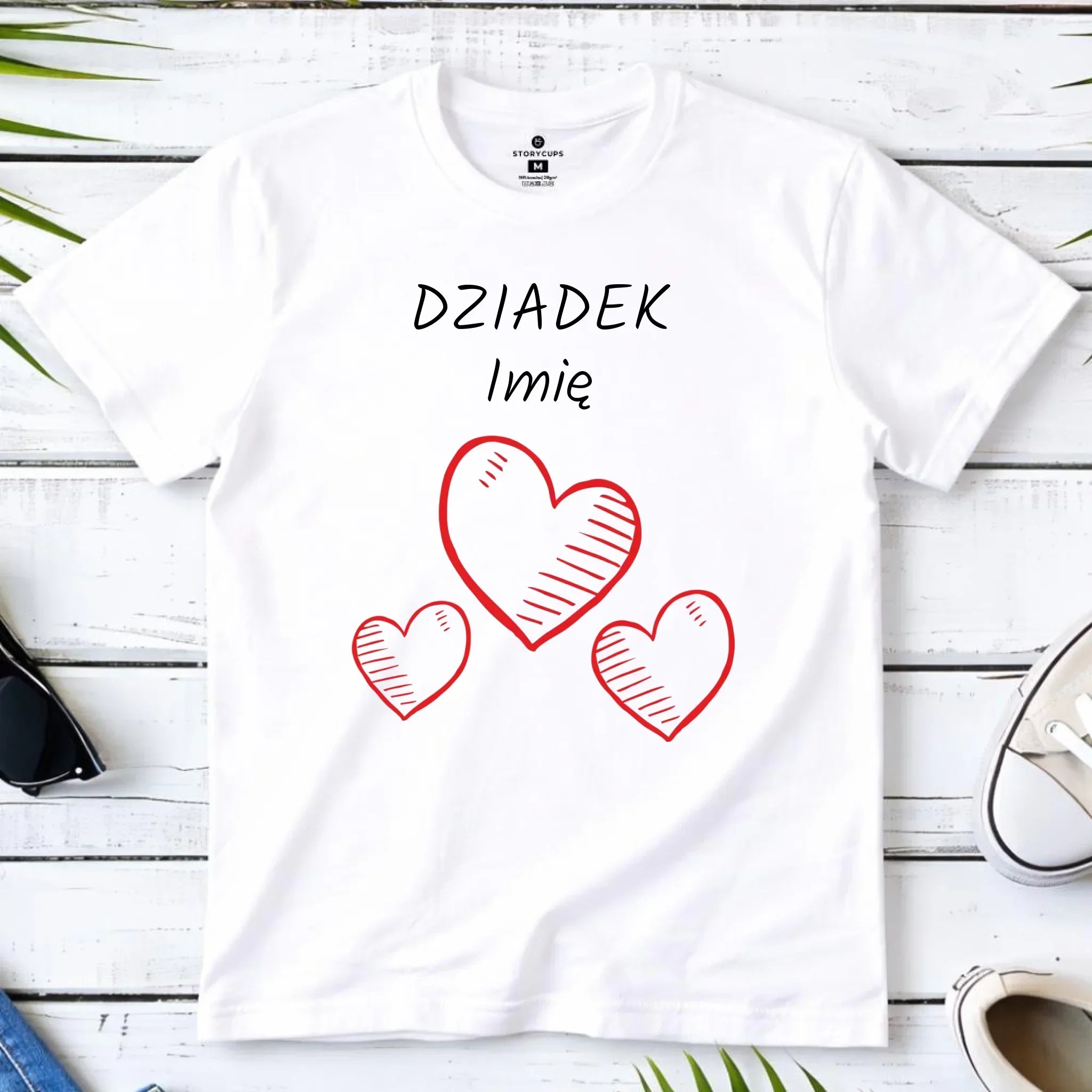 Koszulka dla dziadka - Serca - personalizowana D01 - StoryCups.pl