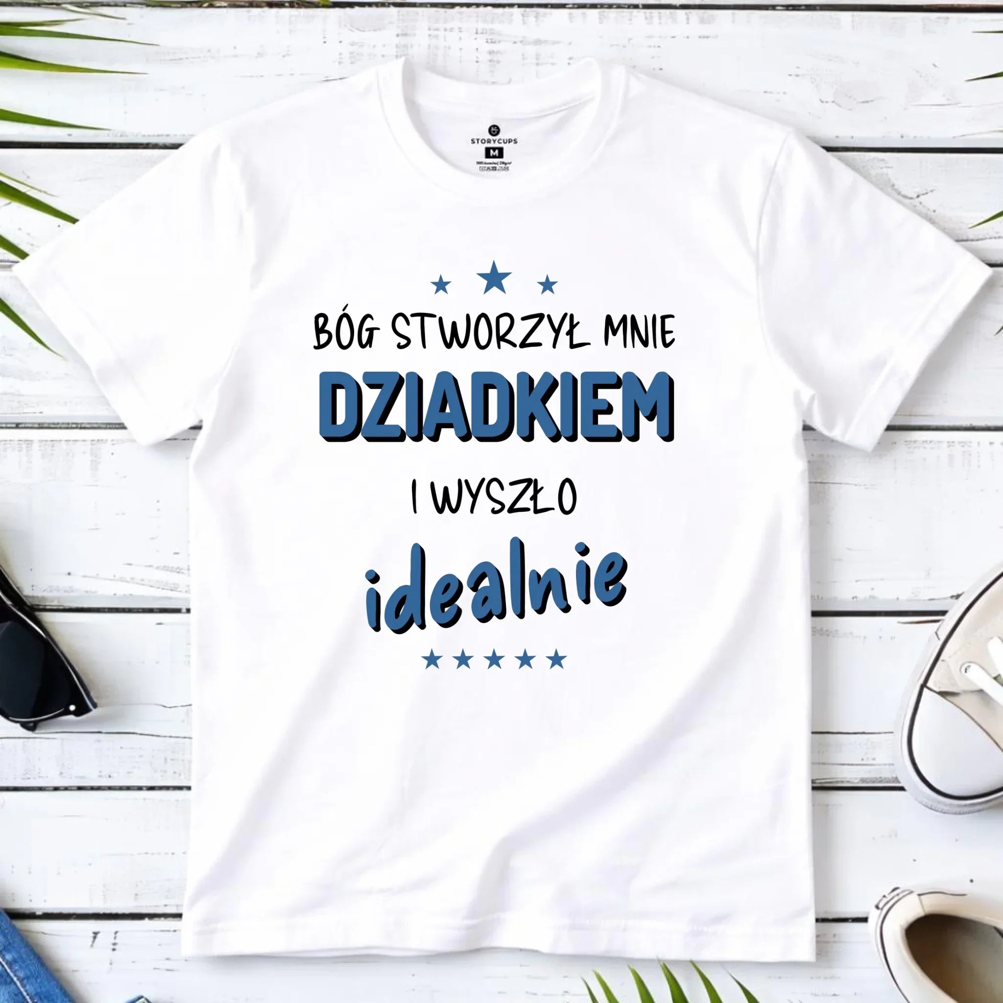 Koszulka dla dziadka - Bóg stworzył mnie dziadkiem i wyszło idealnie D08 - StoryCups.pl