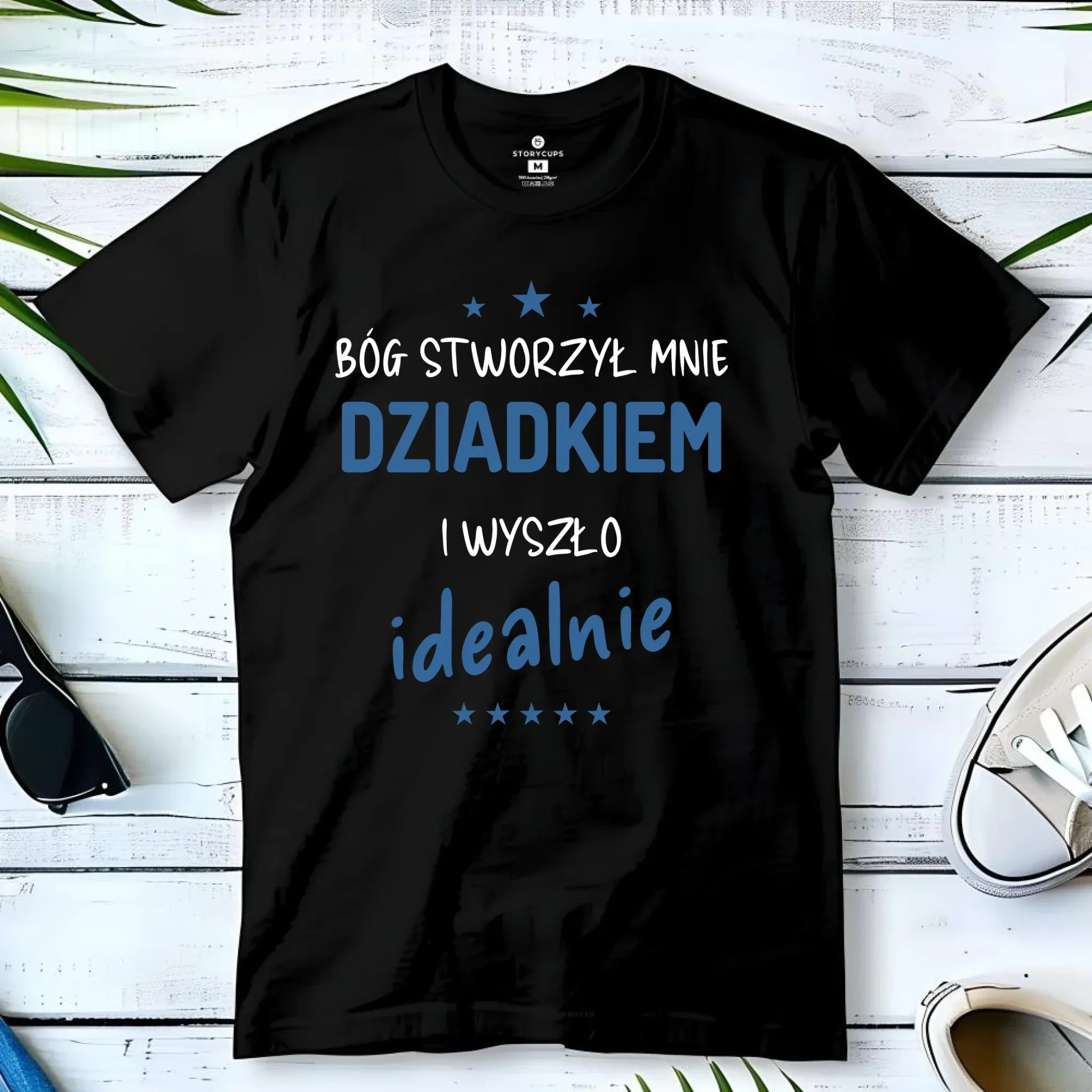 Koszulka dla dziadka - Bóg stworzył mnie dziadkiem i wyszło idealnie D08 - StoryCups.pl