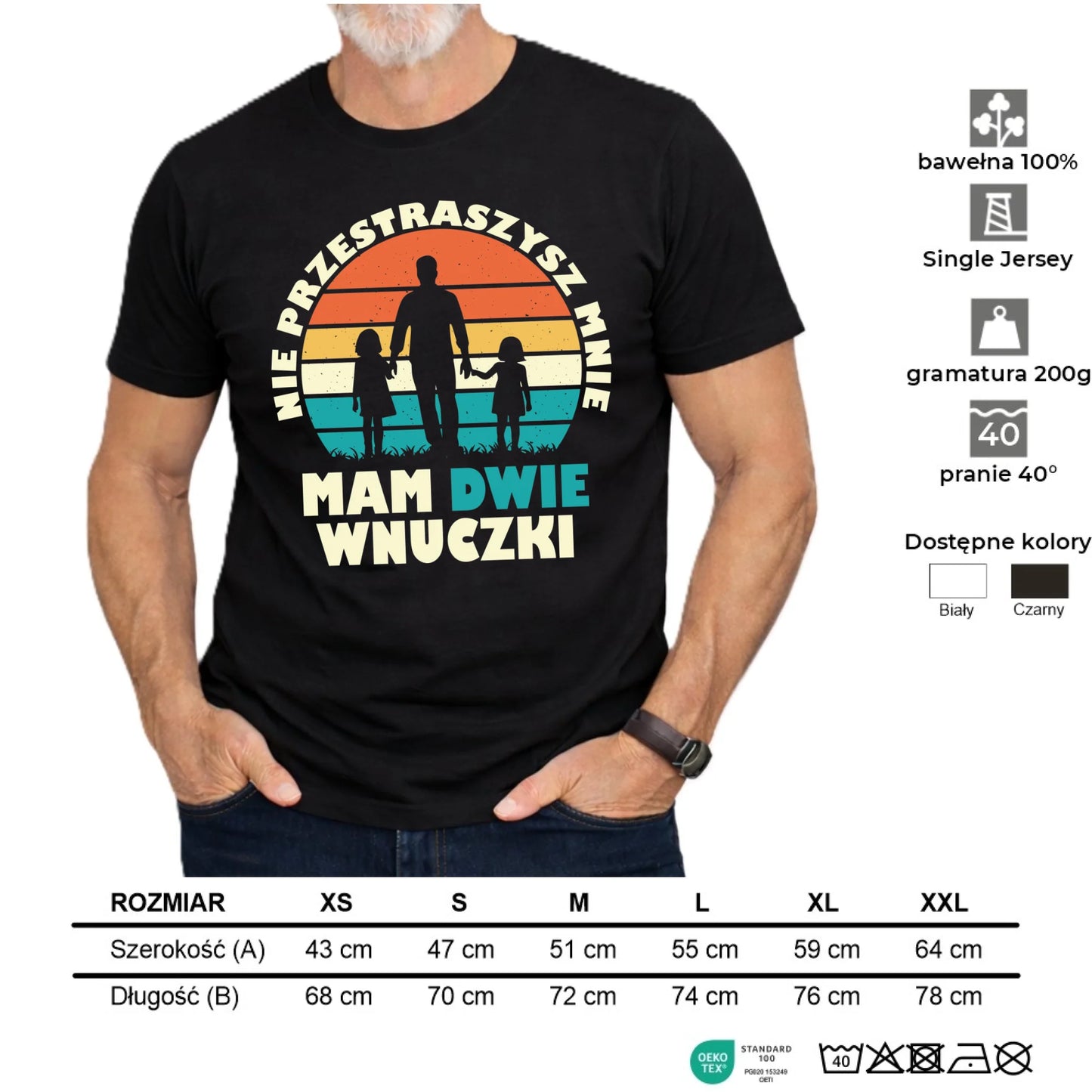 Koszulka dla dziadka - Nie przestraszysz mnie mam dwie wnuczki D41 - StoryCups.pl