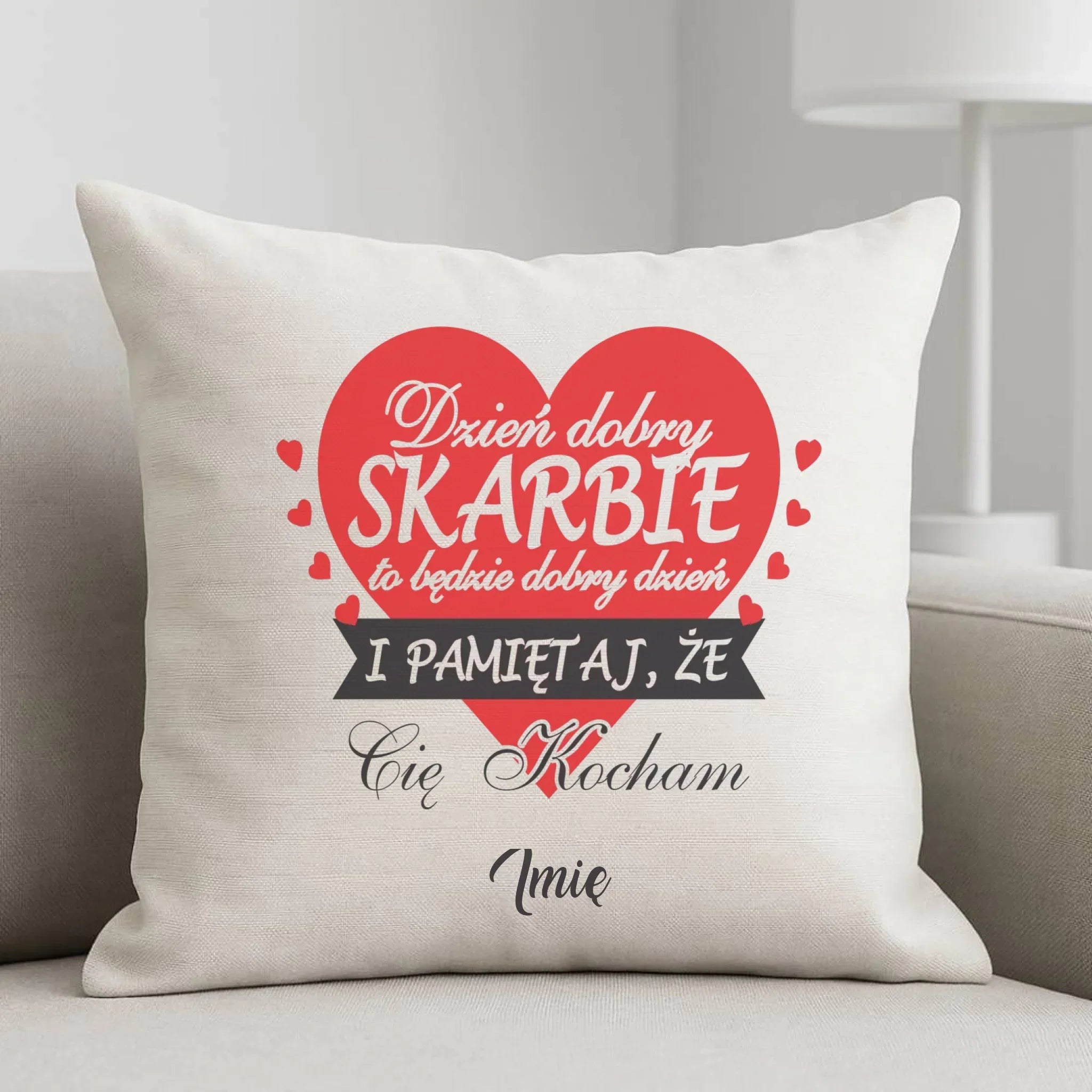 Poduszka dla par - Dzień dobry Skarbie - personalizowana W02 - StoryCups.pl