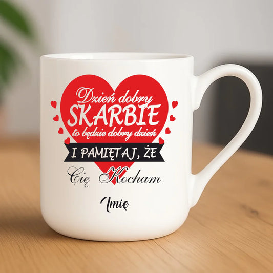 Kubek elegant dla par - Dzień dobry Skarbie - personalizowany W02 - StoryCups.pl