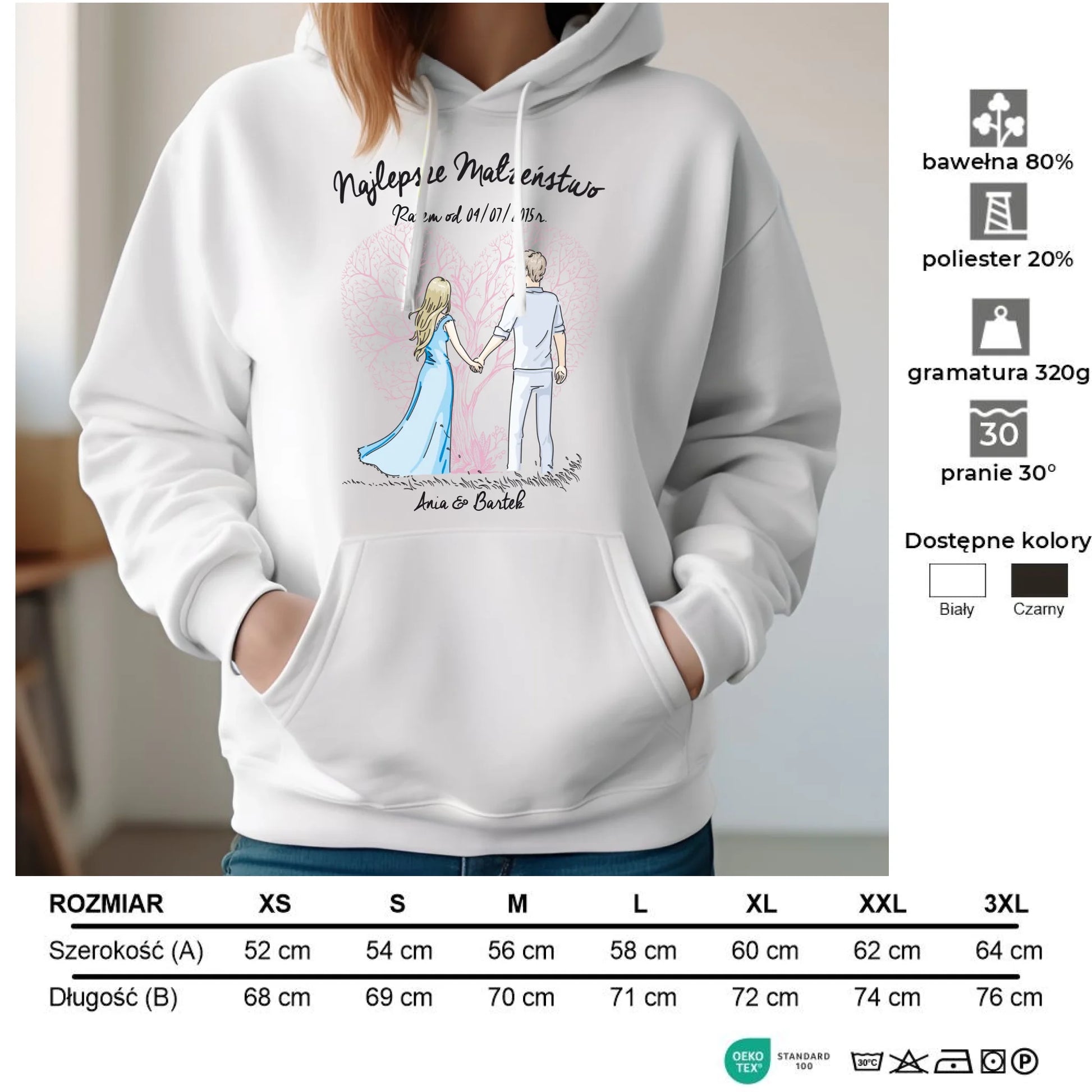 Bluza damska z kapturem dla żony - Najlepsze małżeństwo - personalizowana W03 - StoryCups.pl