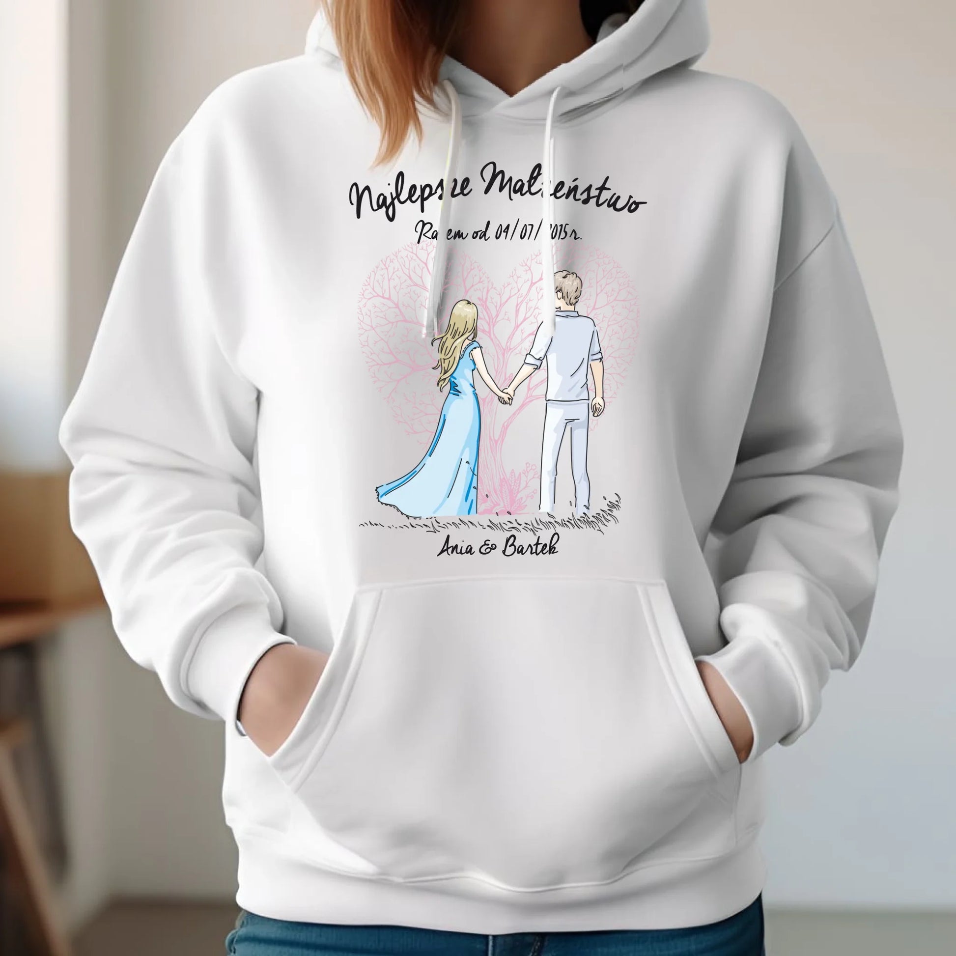 Bluza damska z kapturem dla żony - Najlepsze małżeństwo - personalizowana W03 - StoryCups.pl