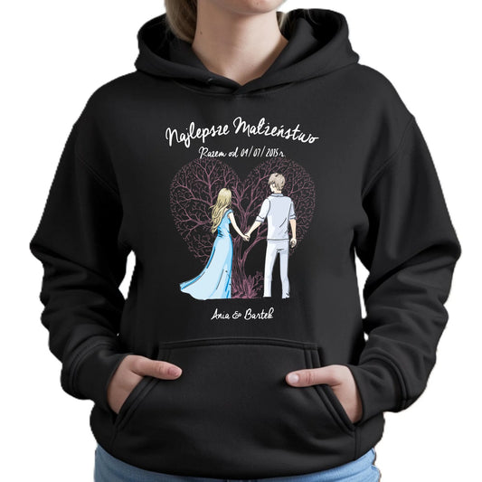 Bluza damska z kapturem dla żony - Najlepsze małżeństwo - personalizowana W03 - StoryCups.pl