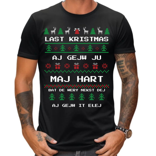 Koszulka męska świąteczna - Last kristmas aj gejw ju maj hart BN13