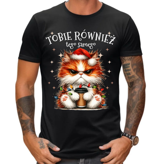 Koszulka męska świąteczna - Grumpy Cat Tobie również tego samego BN32