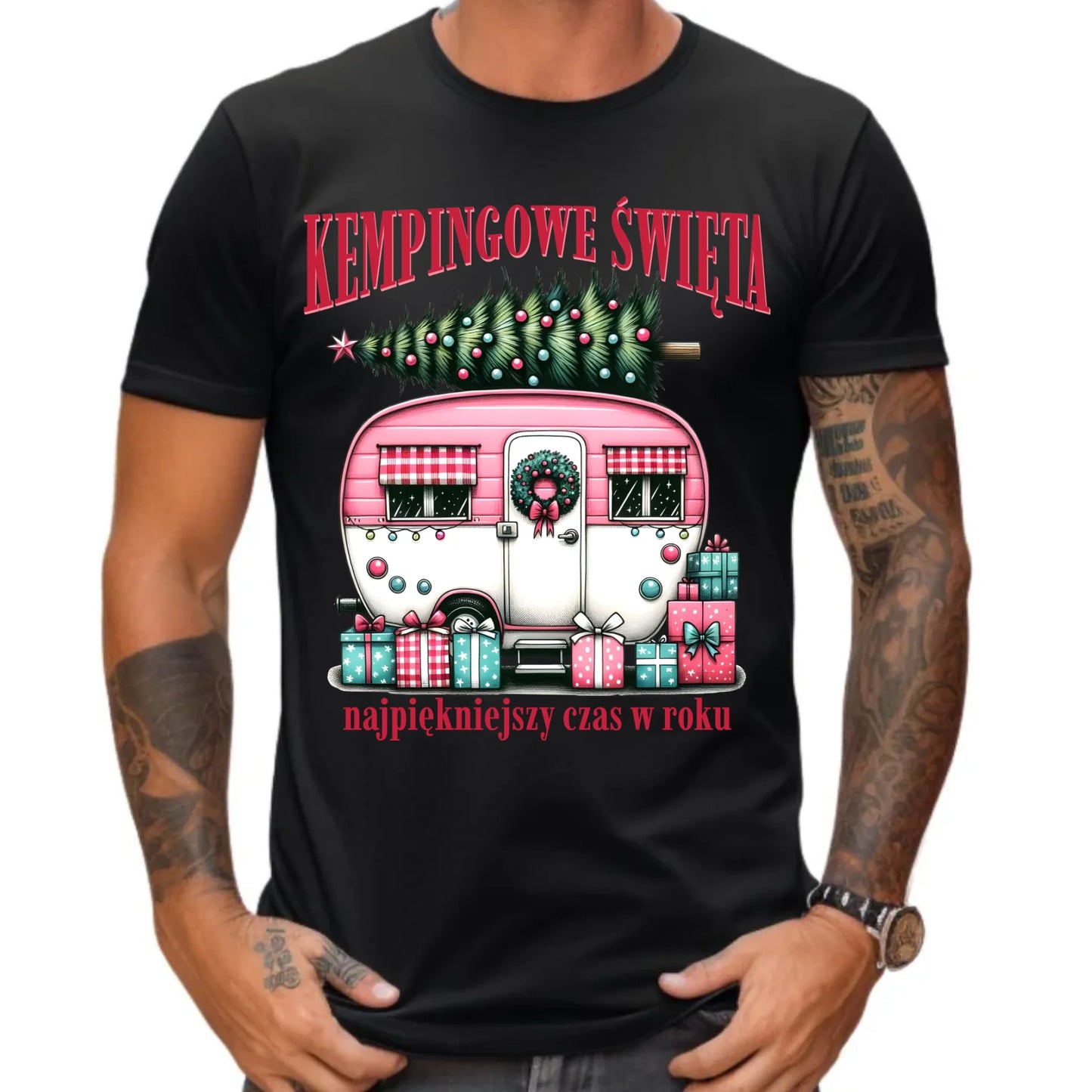 Koszulka męska świąteczna - Kamper Kempingowe Święta BN40