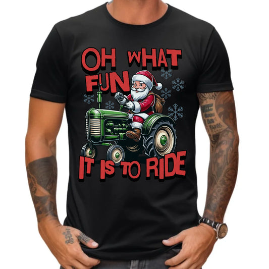 Koszulka męska świąteczna - Mikołaj na traktorze - Oh what fun BN48