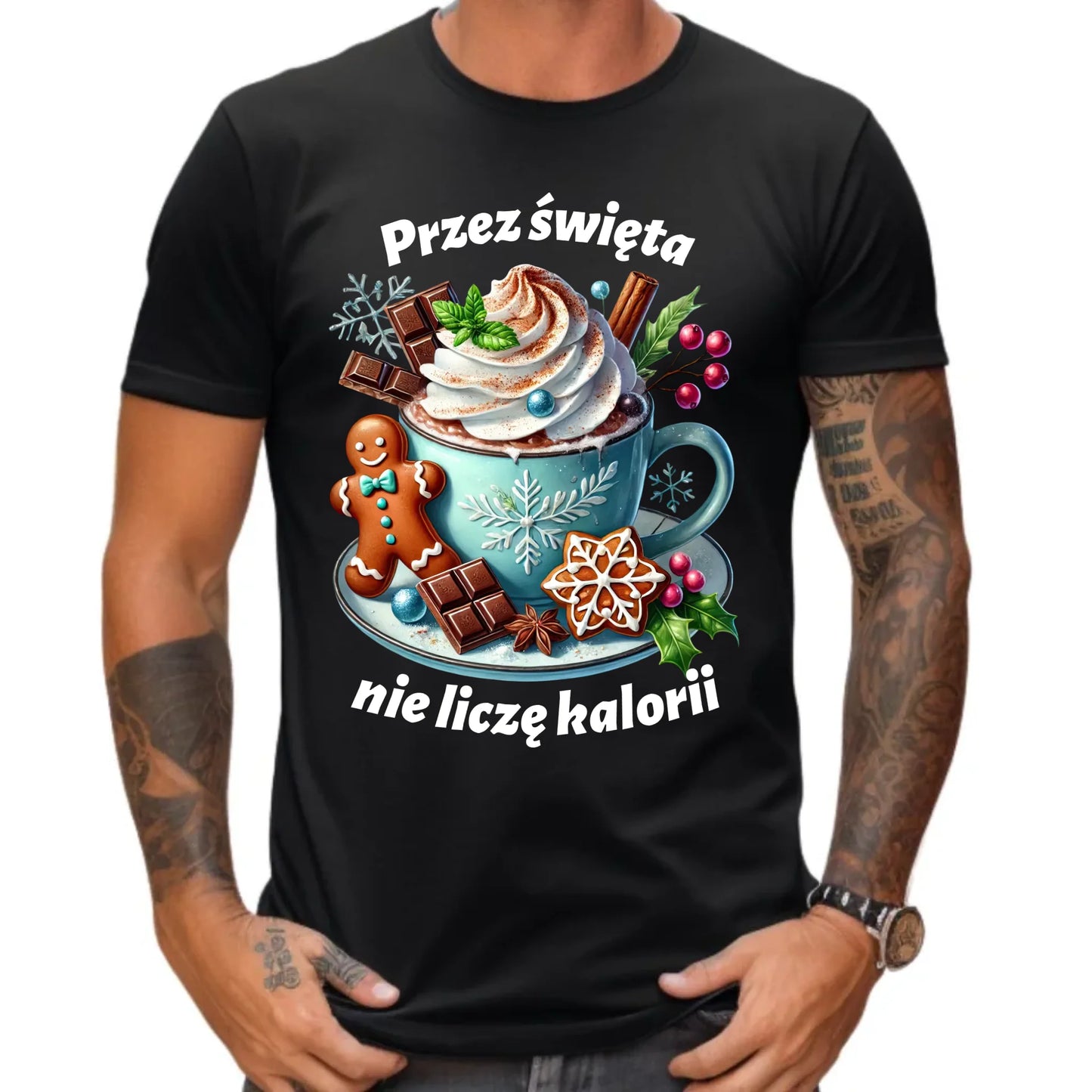 Koszulka męska świąteczna - Przez święta nie liczę kalorii BN31