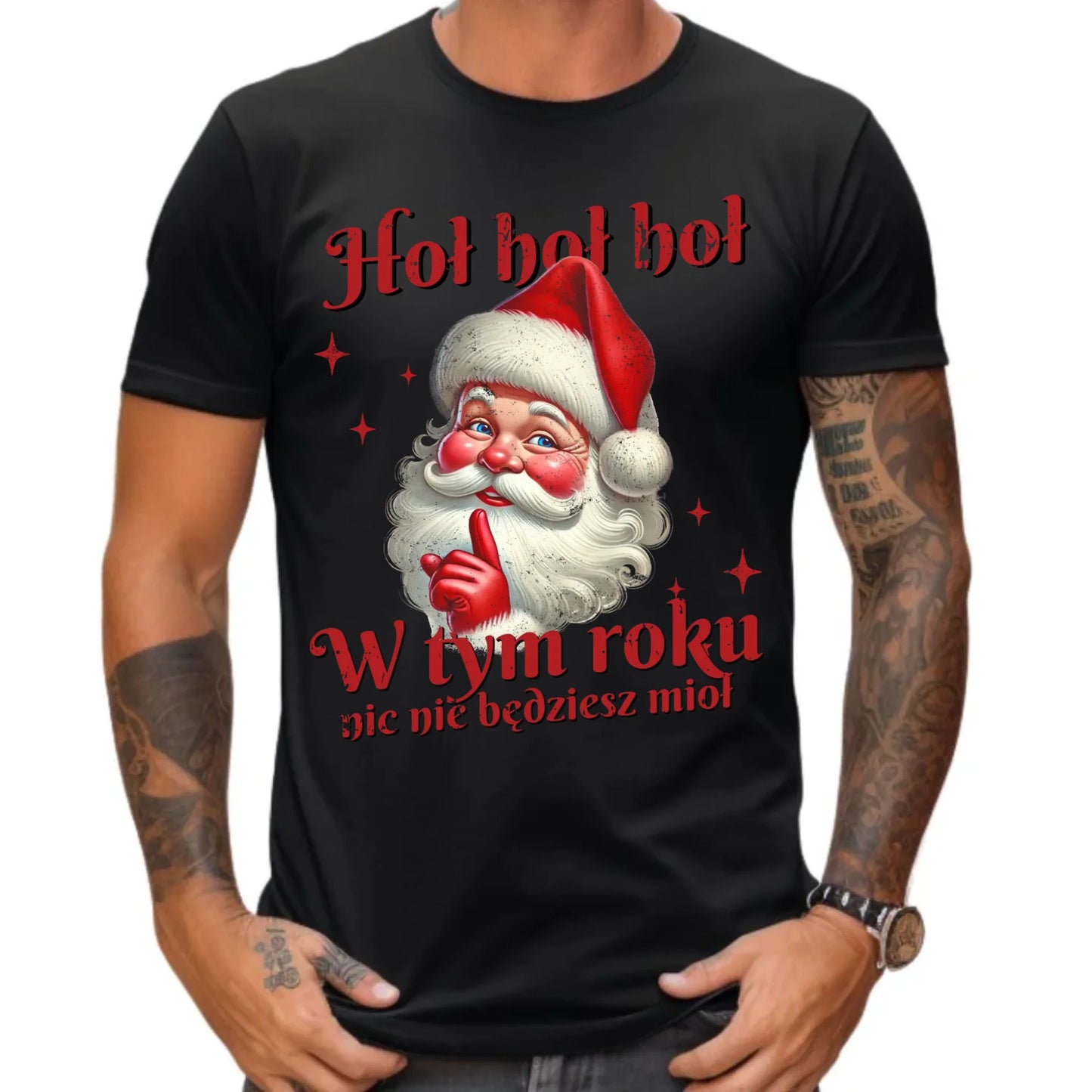 Koszulka męska świąteczna - Mikołaj Hoł hoł nic nie będziesz mioł BN66