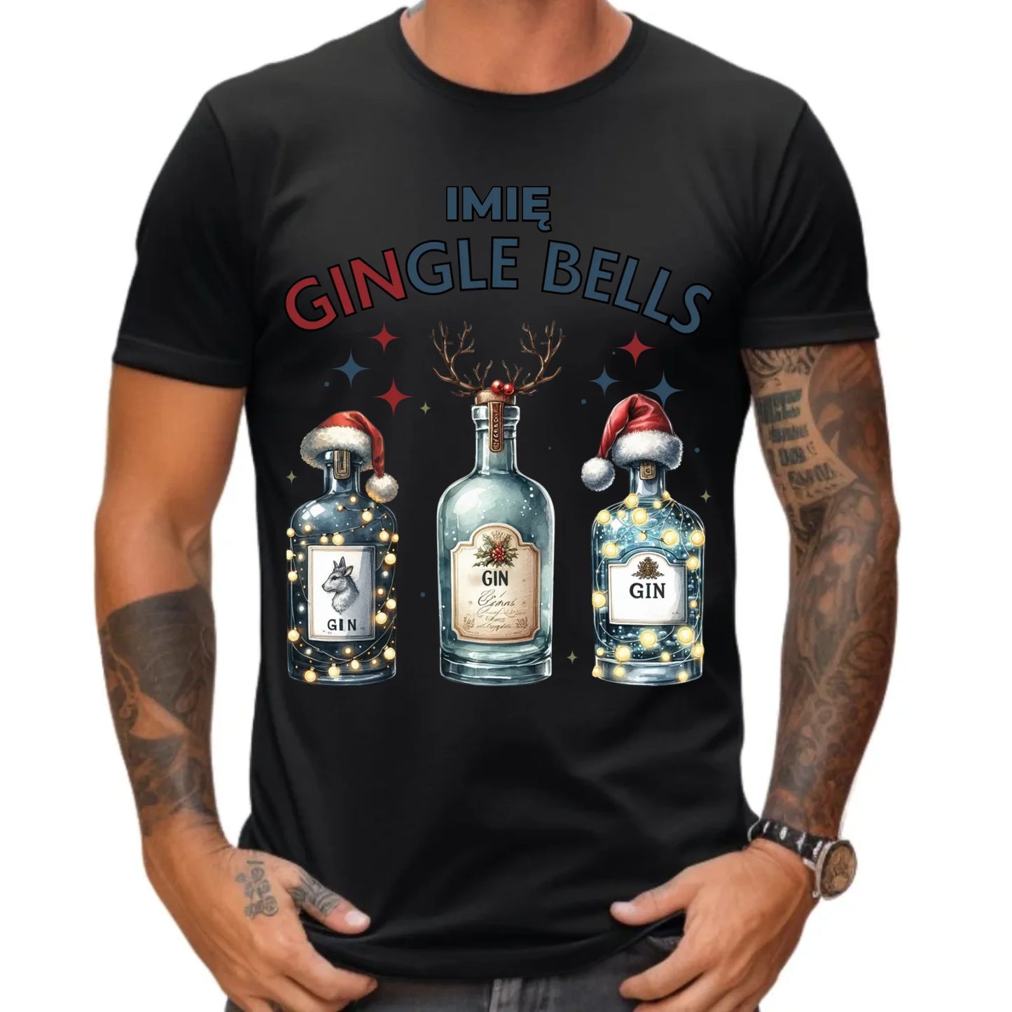 Koszulka męska świąteczna - Gin Gingle bells - personalizowana BN68