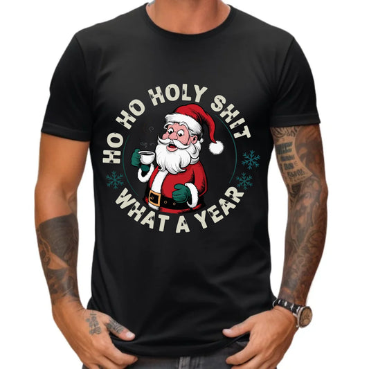 Koszulka męska świąteczna - Ho ho holy shit what a year BN74