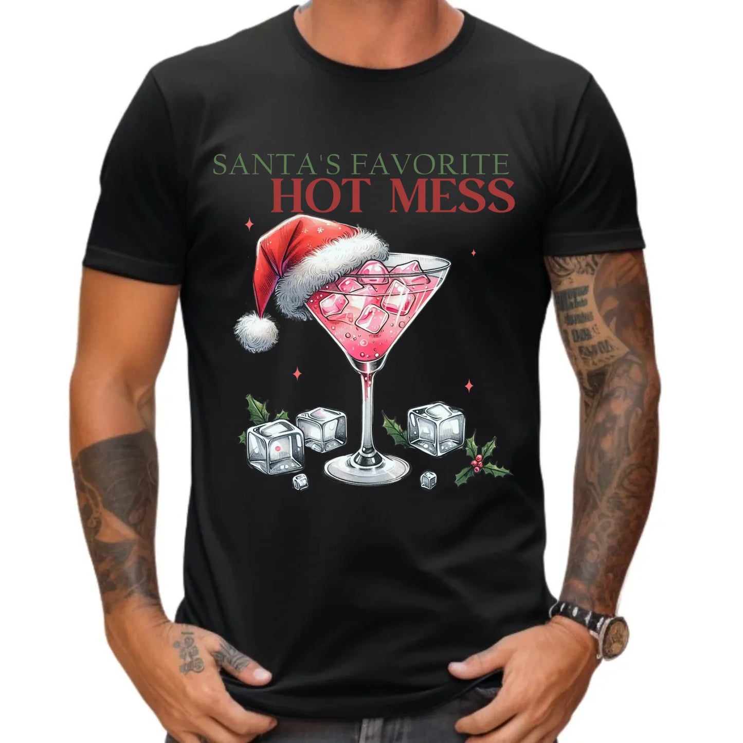 Koszulka męska świąteczna - Santa's favorite hot mess BN75