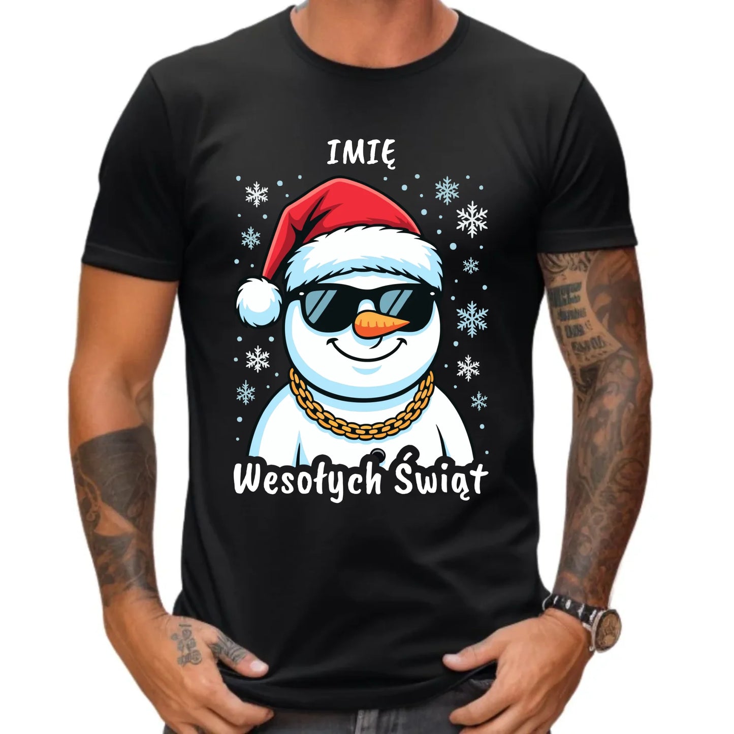 Koszulka męska świąteczna - Wesoły bałwan Wesołych Świąt - personalizowana BN82