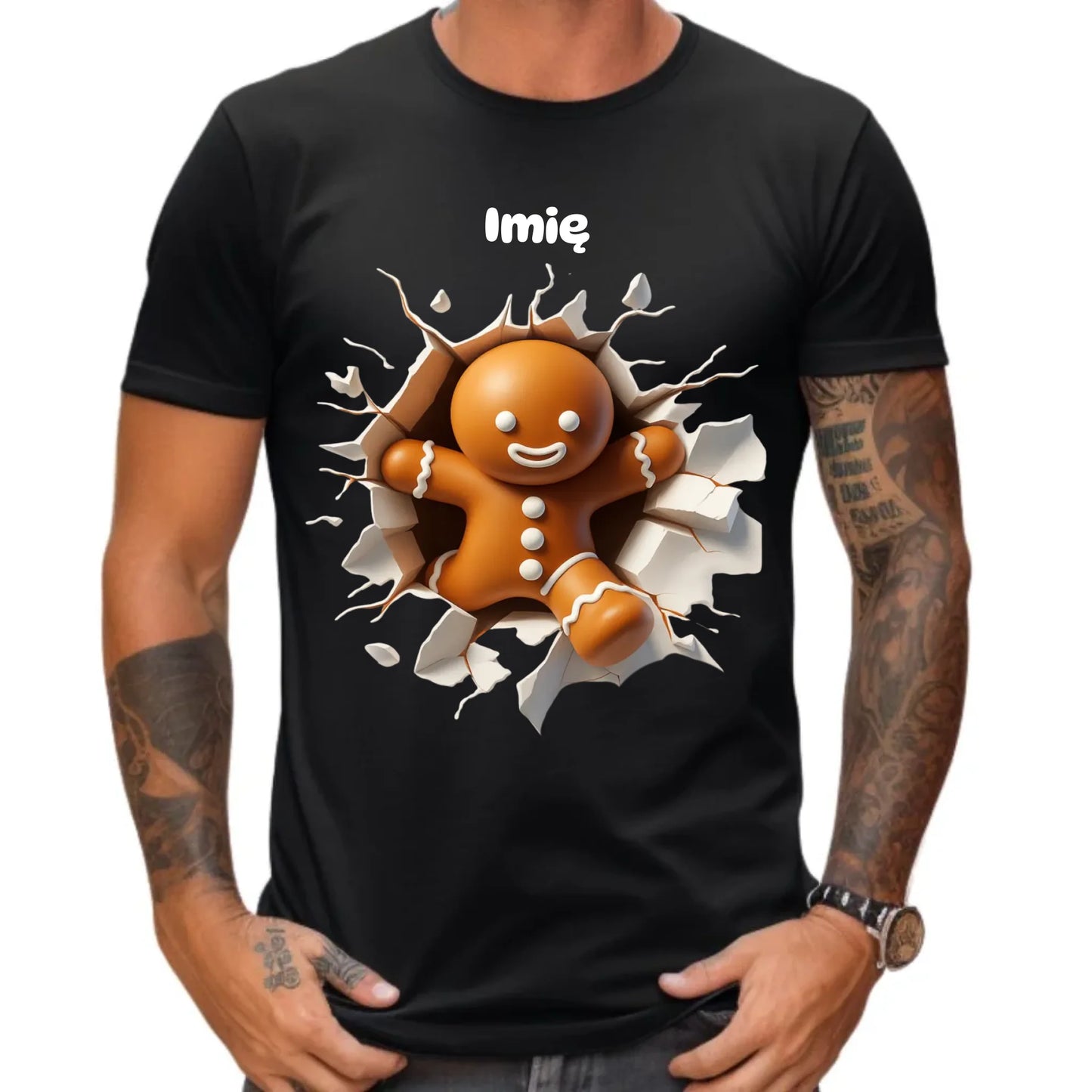 Koszulka męska świąteczna - Pierniczek 3D - personalizowana BN81