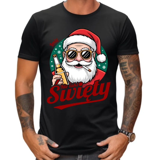 Koszulka męska świąteczna - Mikołaj nie taki święty - personalizowana BN80