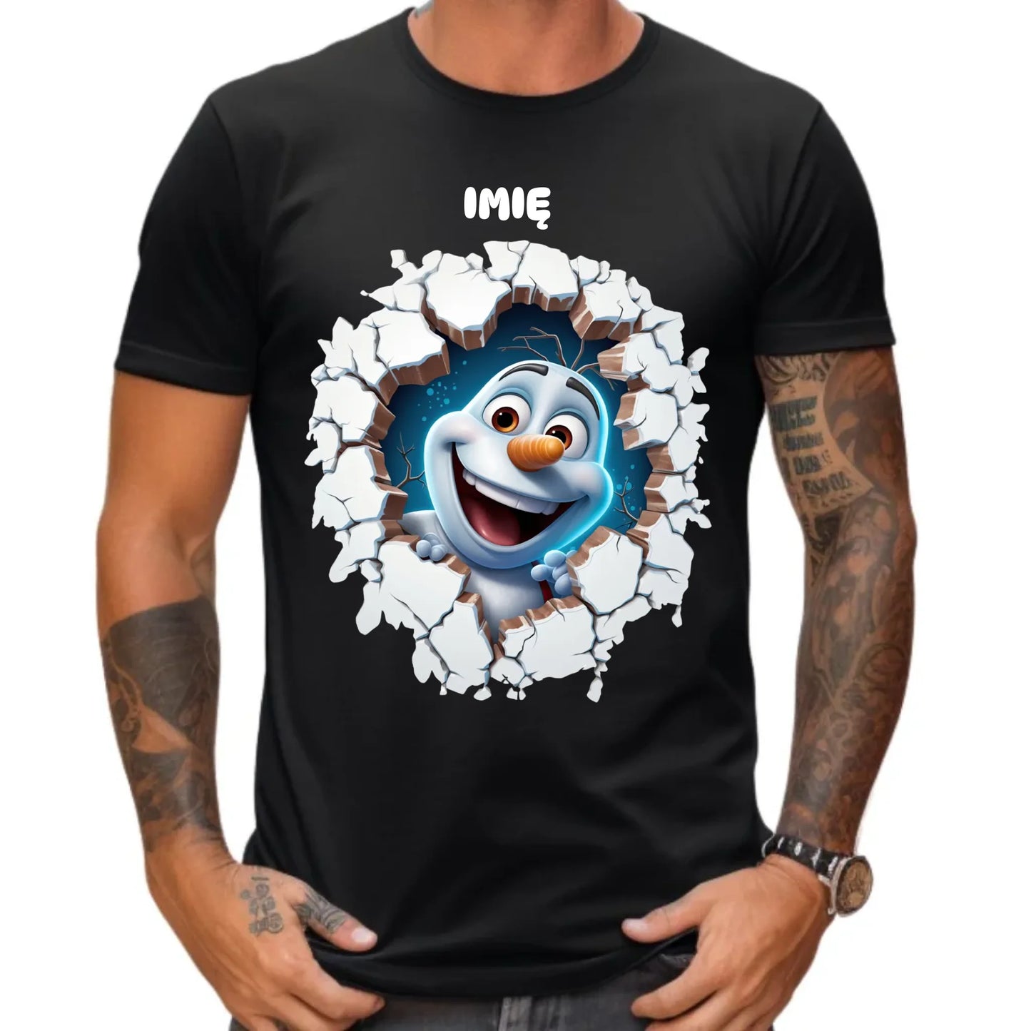 Koszulka męska świąteczna - Bałwan 3D - personalizowana BN84