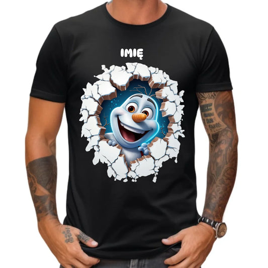 Koszulka męska świąteczna - Bałwan 3D - personalizowana BN84