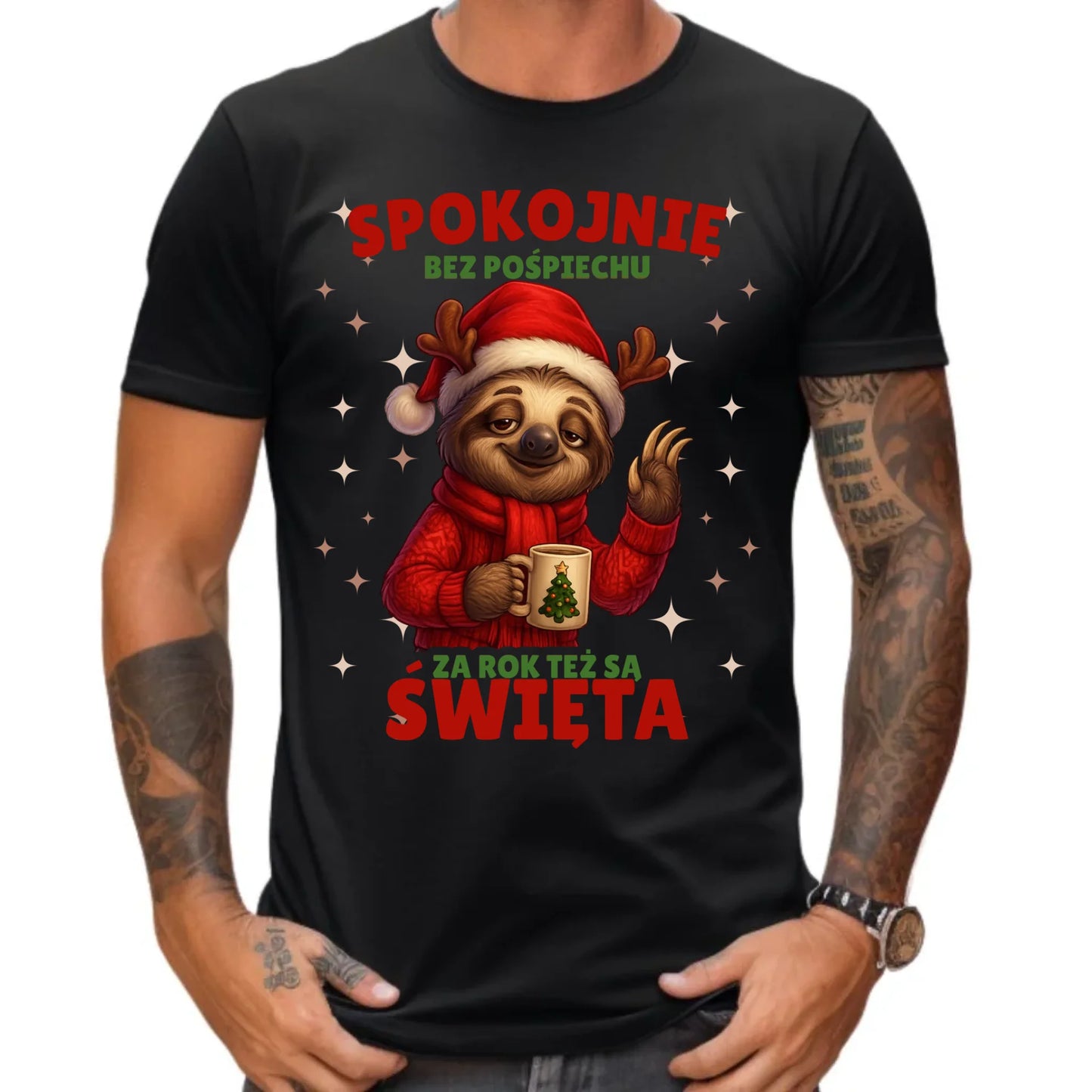 Koszulka męska świąteczna - Leniwiec Za rok też są święta BN92