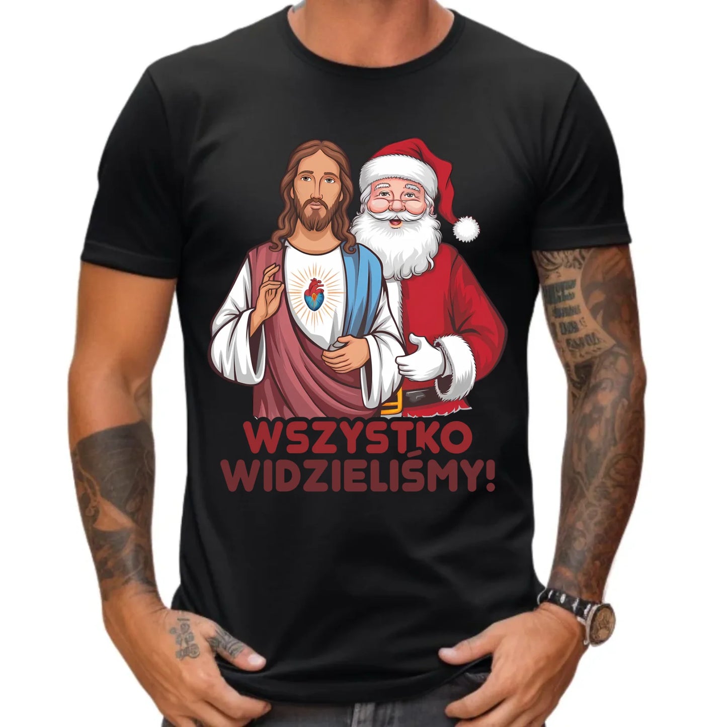Koszulka męska świąteczna - Jezus i Mikołaj Wszystko widzieliśmy BN89