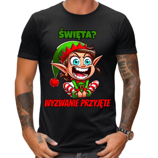 Koszulka męska świąteczna - Skrzat Wyzwanie przyjęte BN100