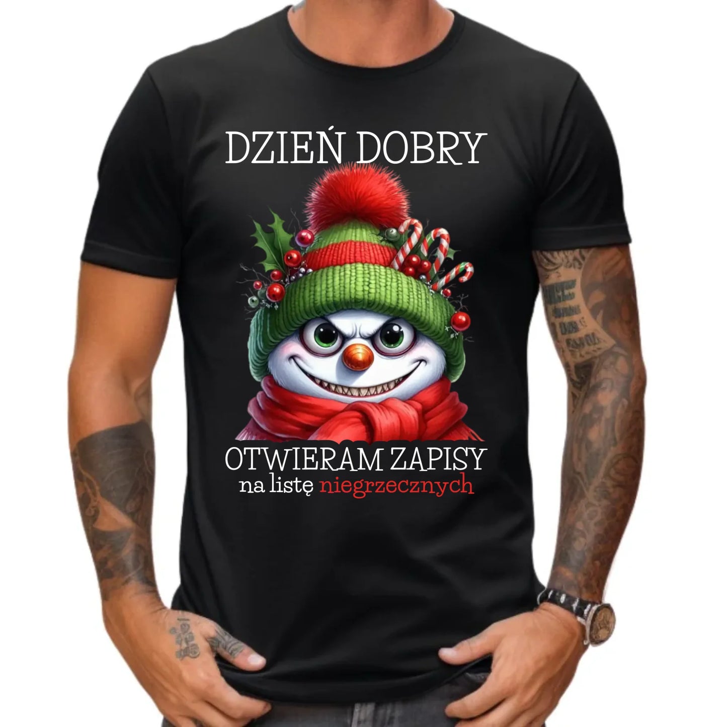 Koszulka męska świąteczna - Niegrzeczny bałwan - Dzień dobry otwieram zapisy na listę BN121