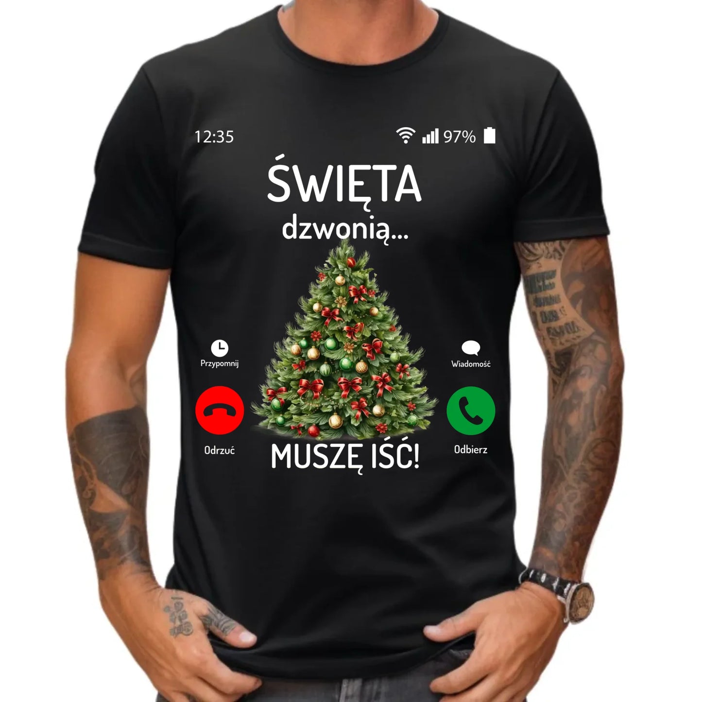 Koszulka męska świąteczna - Choinka Święta dzwonią muszę iść BN124
