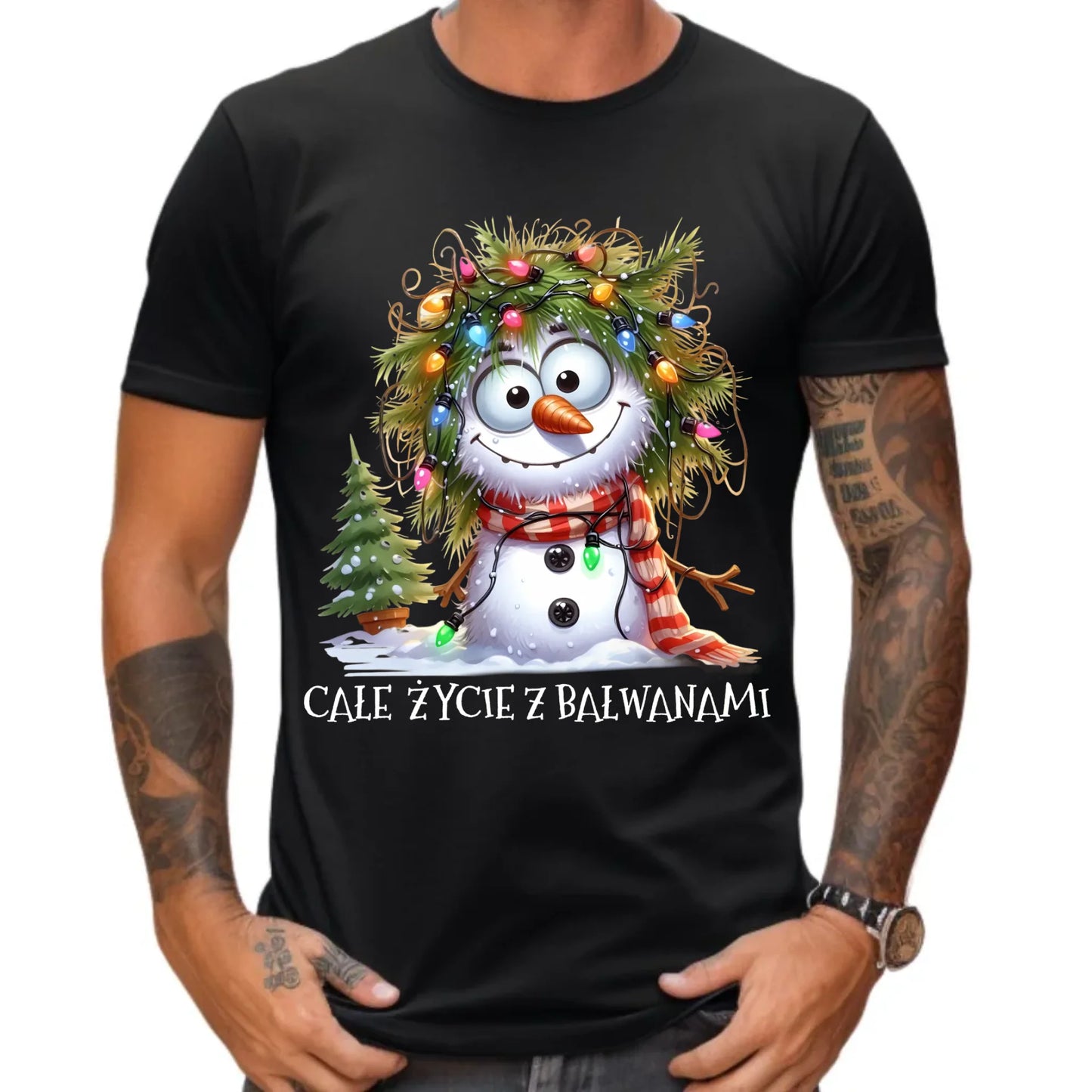 Koszulka męska świąteczna - Całe życie z bałwanami BN125