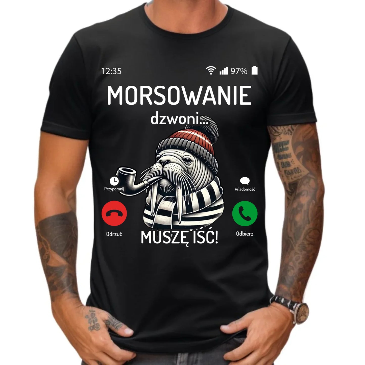 Koszulka męska - prezent dla morsa - Morsowanie dzwoni muszę iść - Mors HM19