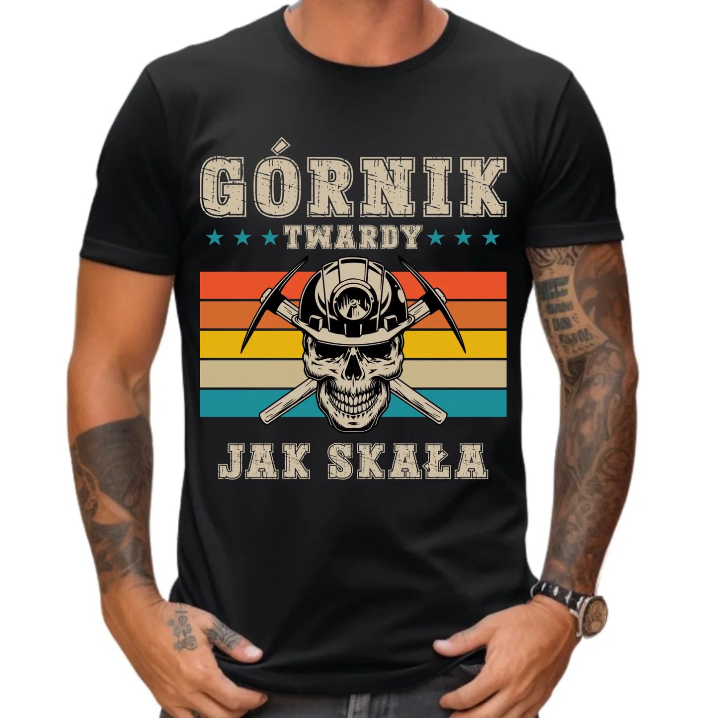 Koszulka męska - prezent dla górnika - Górnik twardy jak skała G21