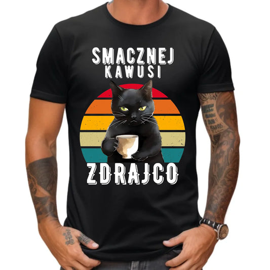 Koszulka męska na odejście z pracy - Smacznej kawusi zdrajco OP03 - StoryCups.pl